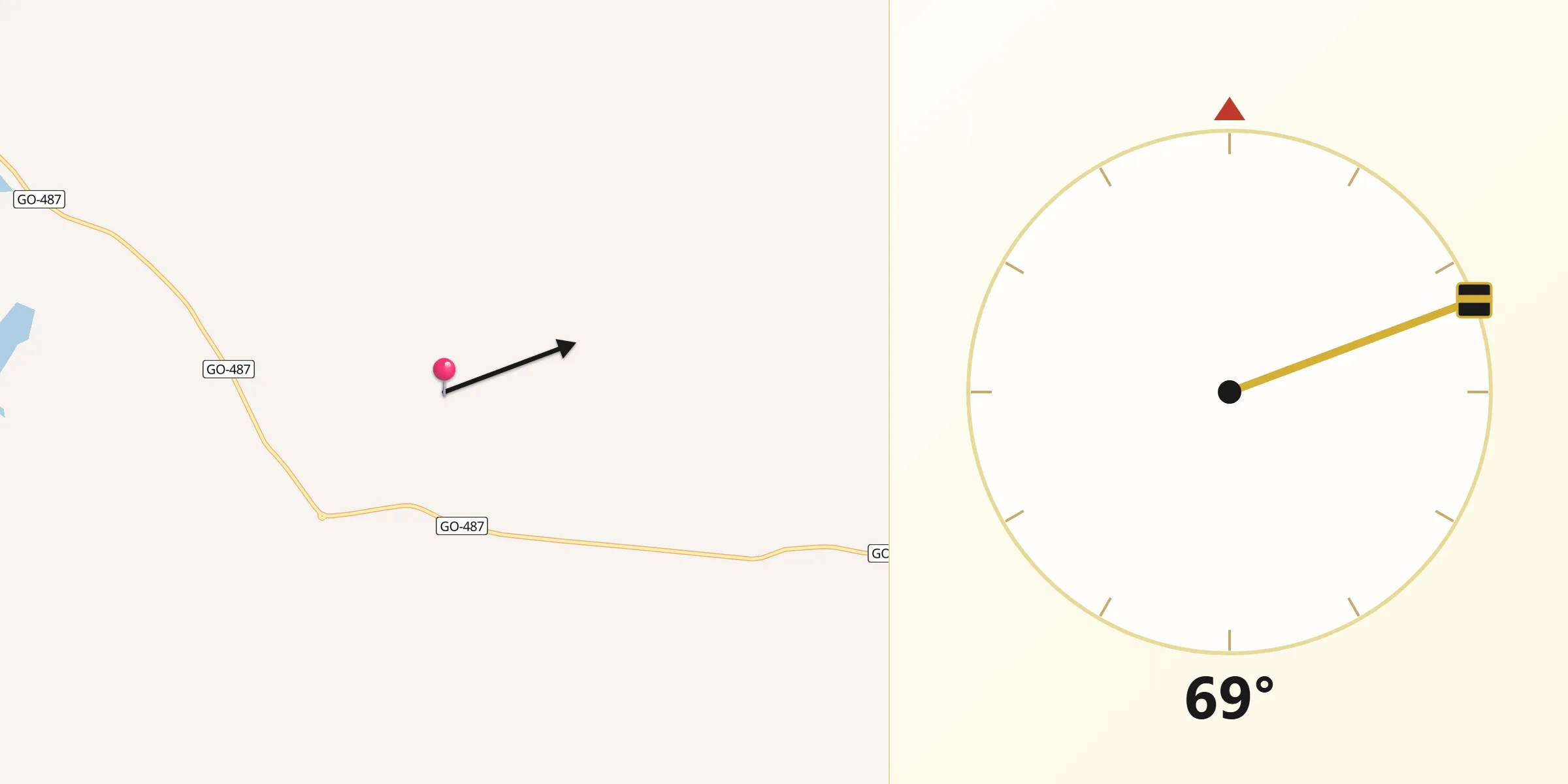 Direção da Qibla a partir de Vicentinópolis