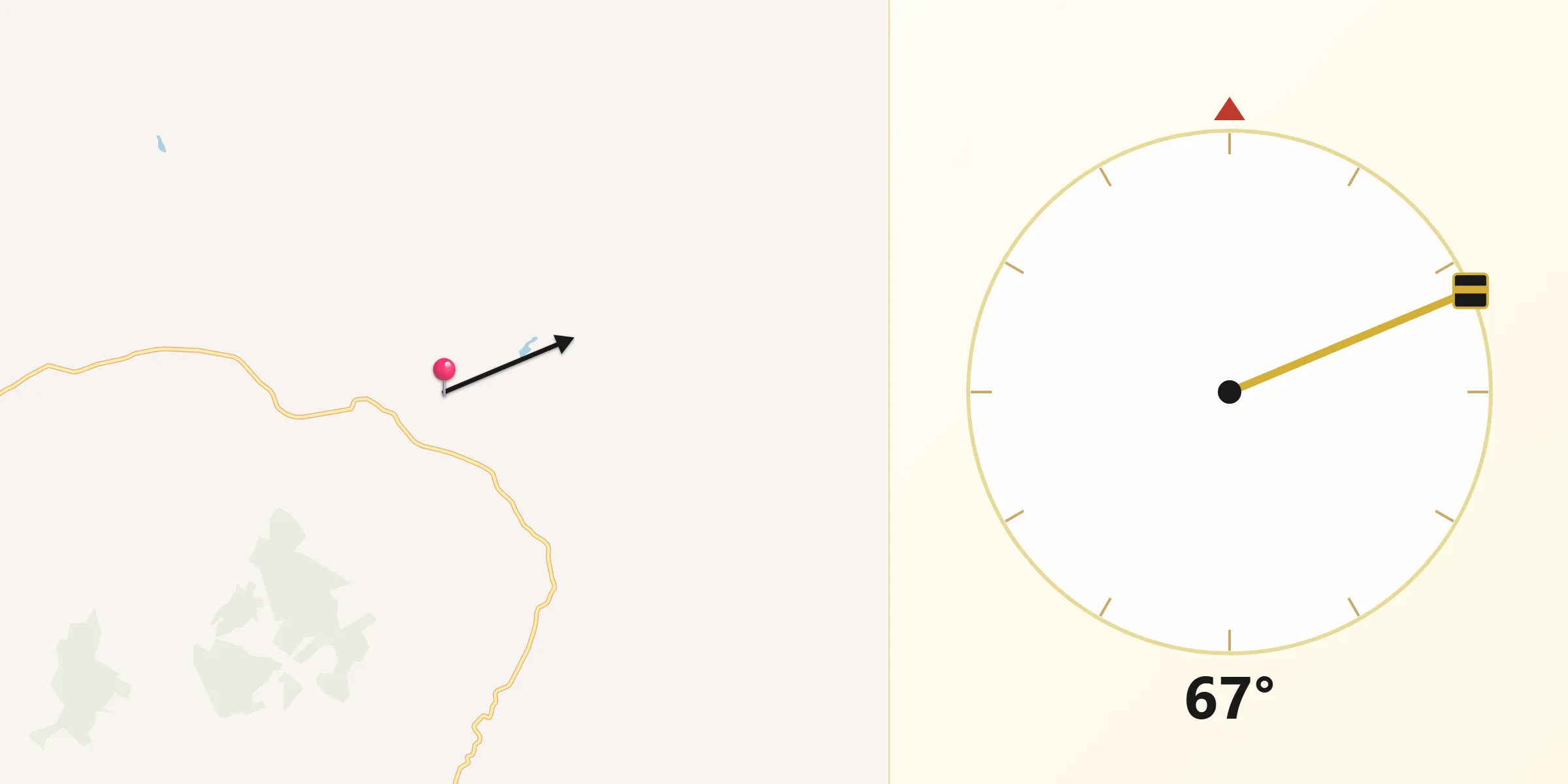 Direção da Qibla a partir de Angelândia