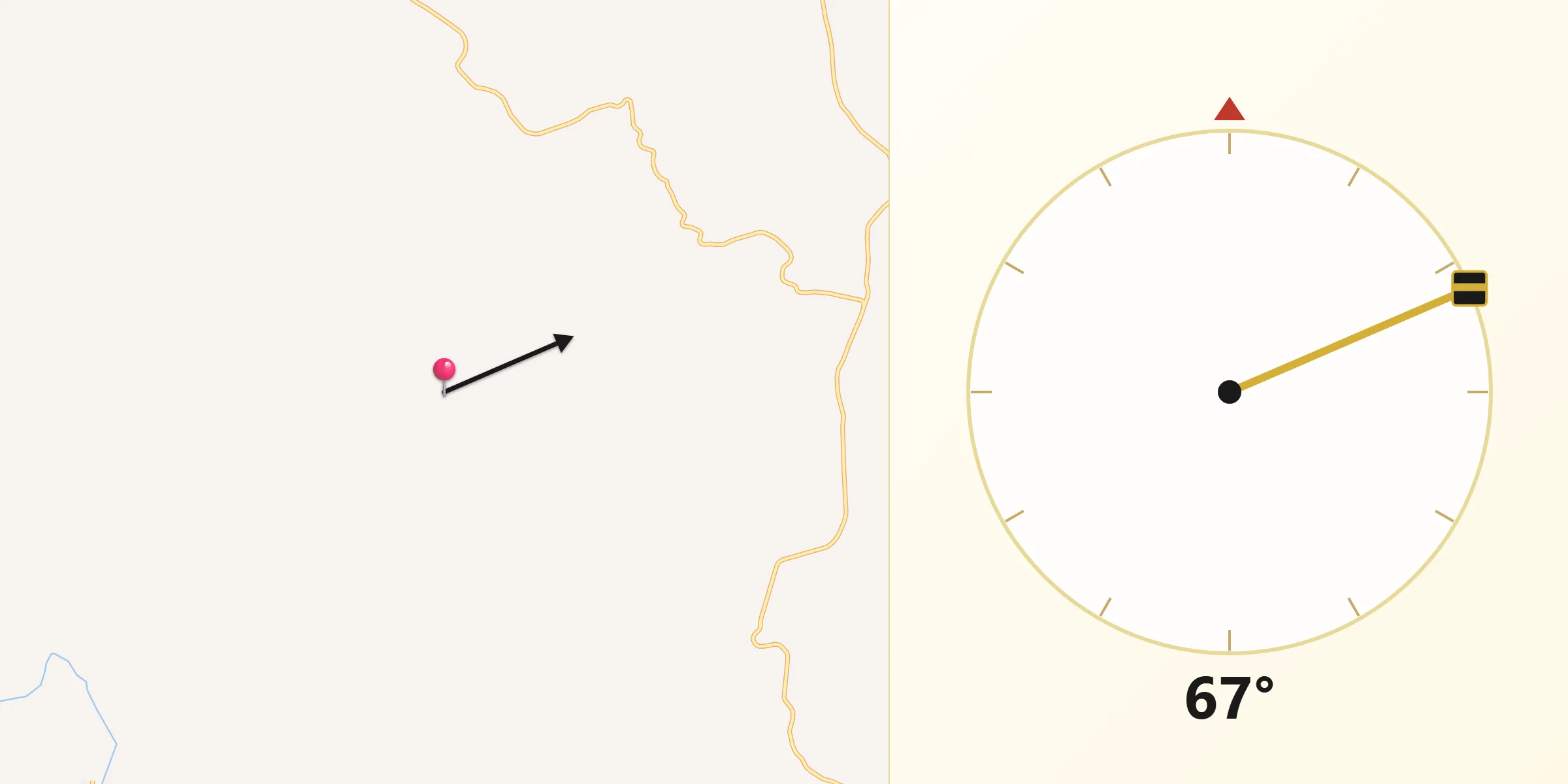 Direção da Qibla a partir de Nanuque