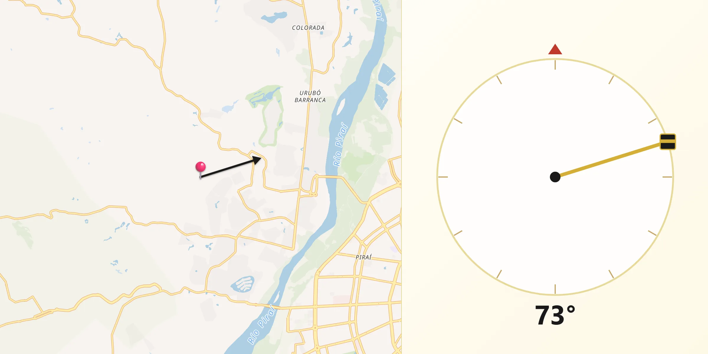 Dirección de la Qibla desde Provincia Andrés Ibáñez
