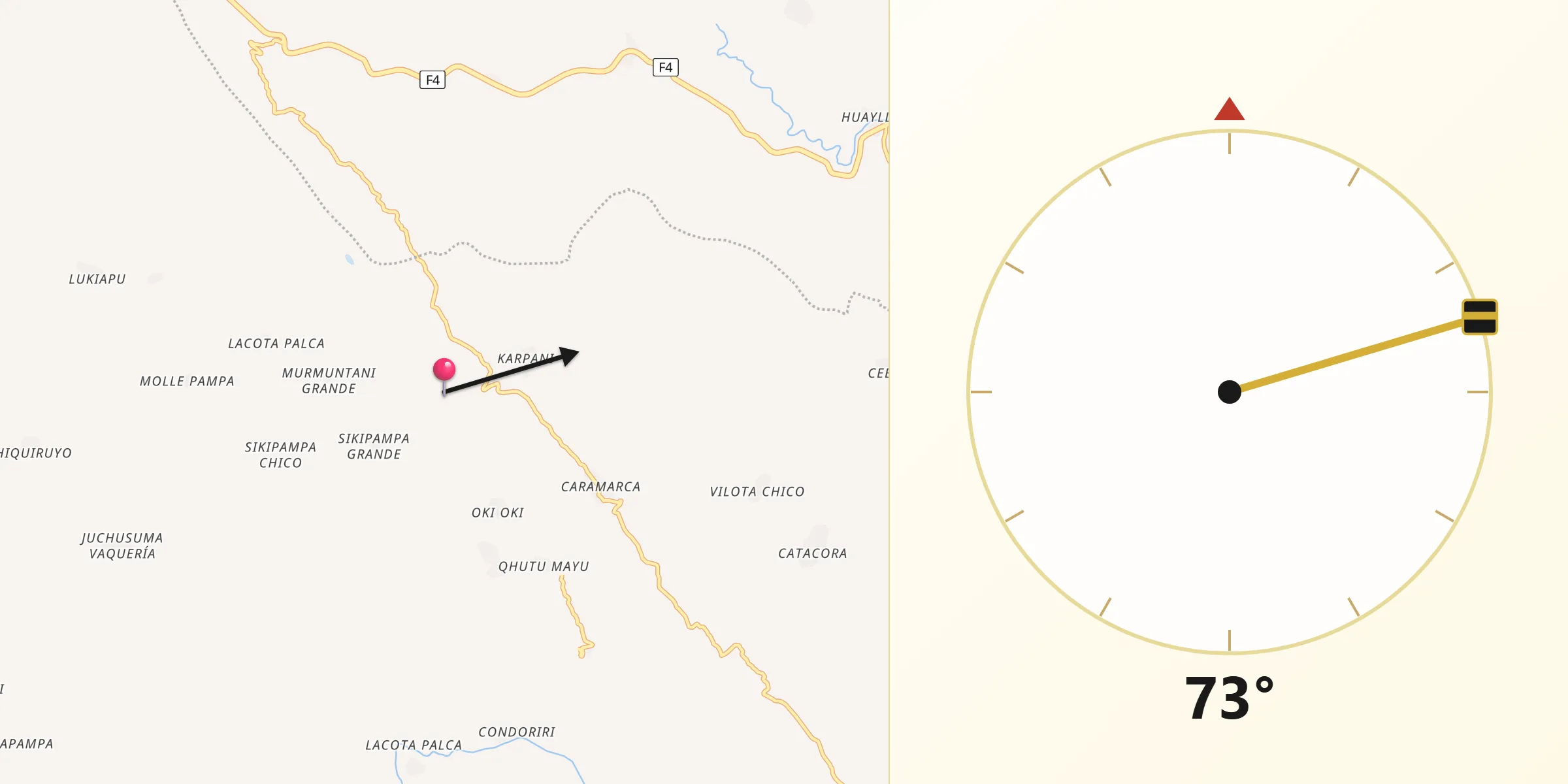 Dirección de la Qibla desde Provincia Arque
