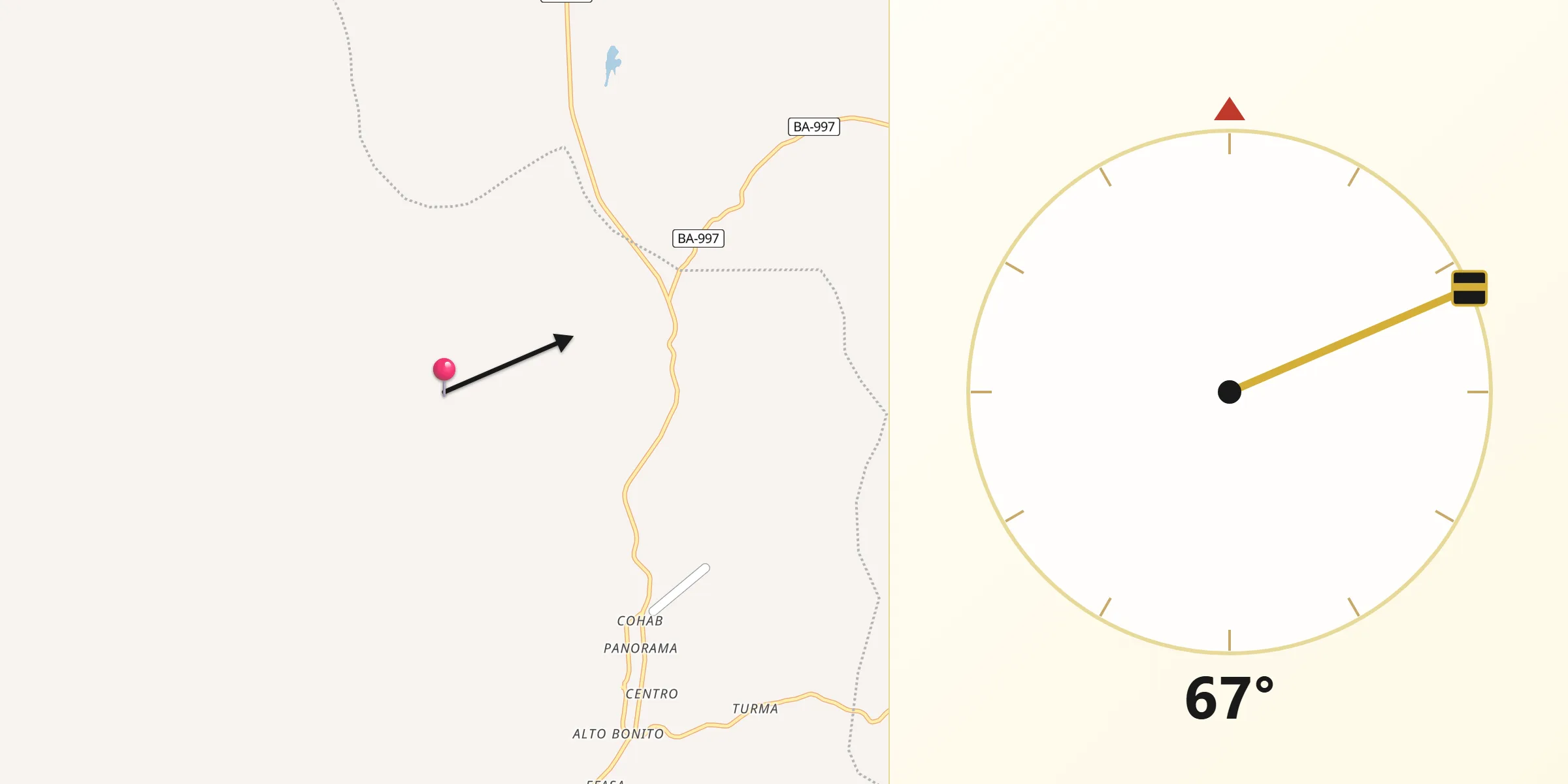 Direção da Qibla a partir de Serra dos Aimorés
