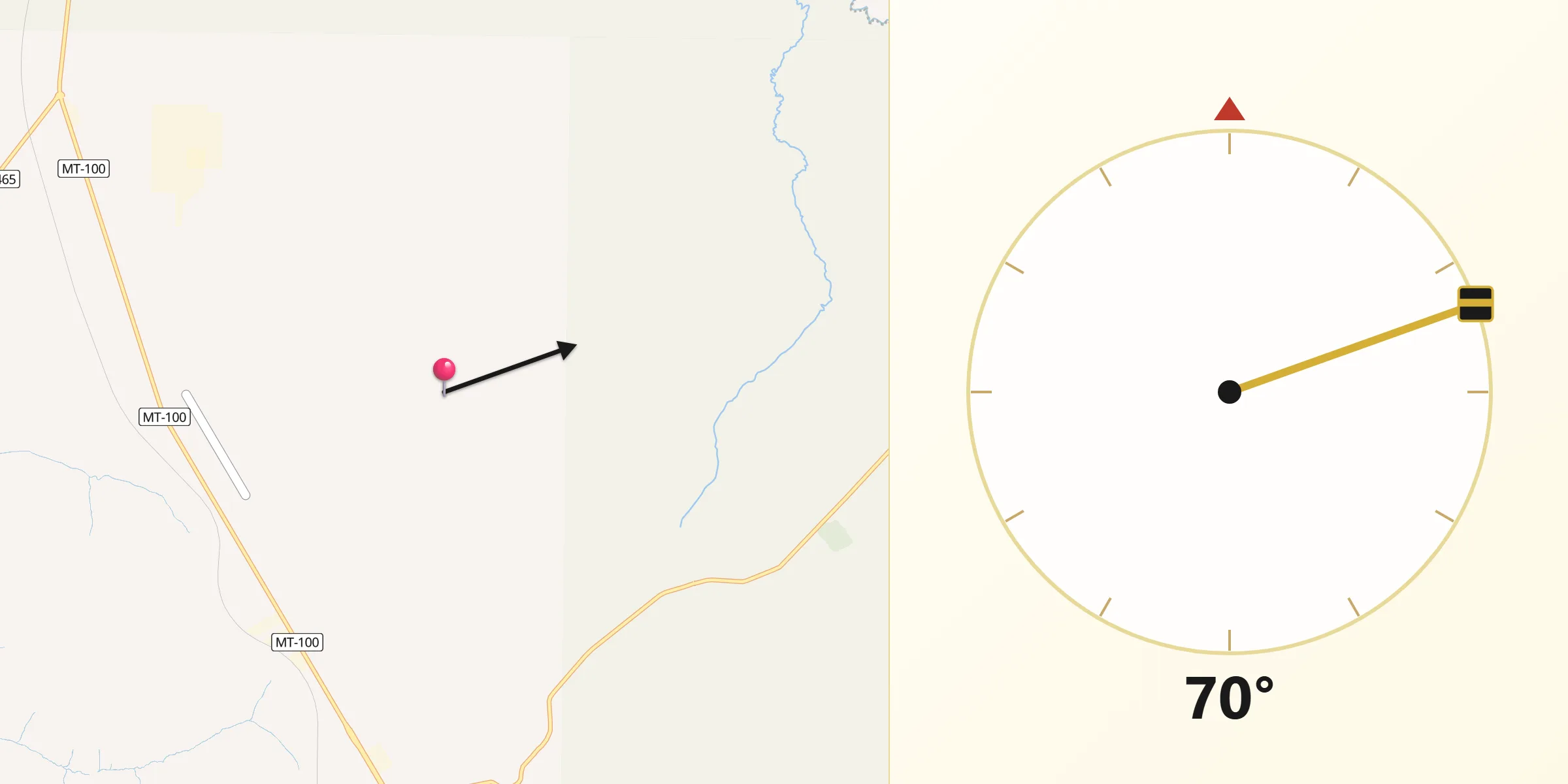 Direção da Qibla a partir de Alto Taquari