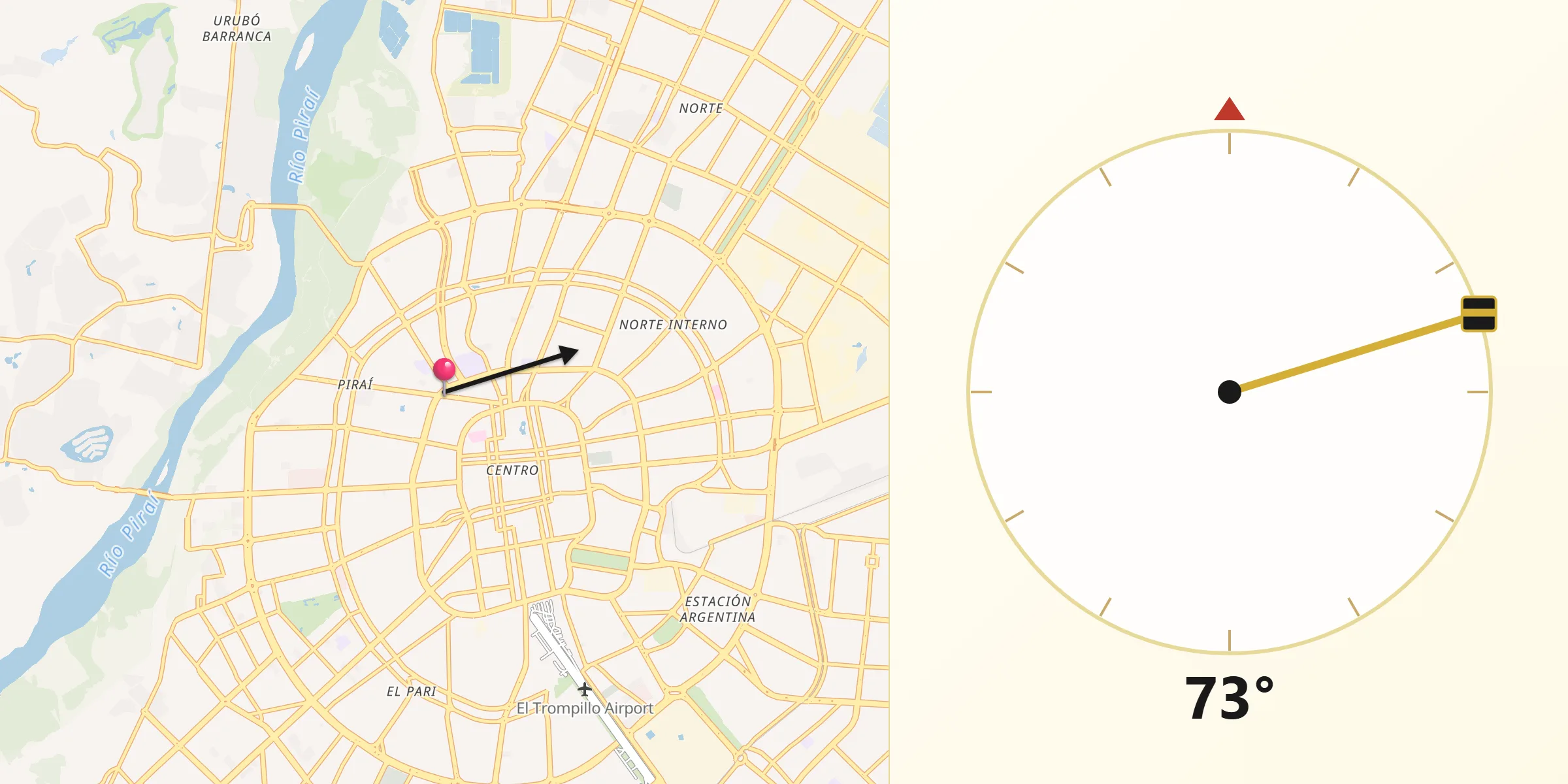 Dirección de la Qibla desde German Busch