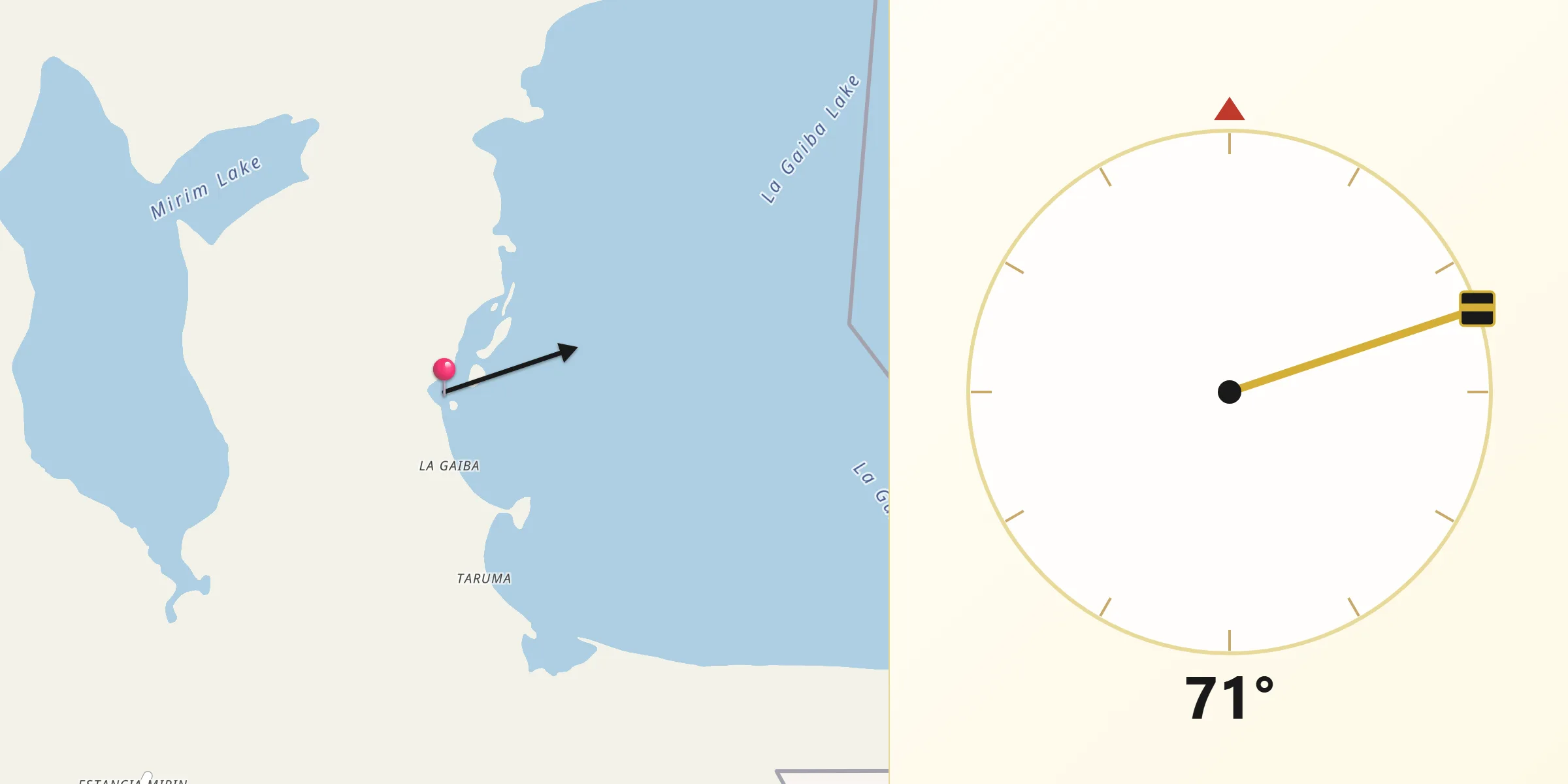 Dirección de la Qibla desde Puerto Quijarro