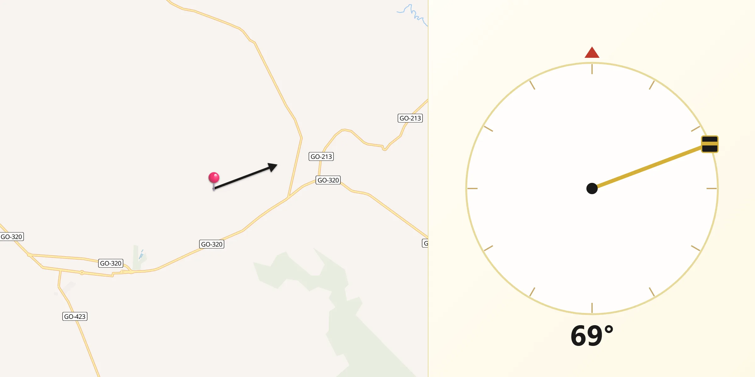 Direção da Qibla a partir de Joviânia