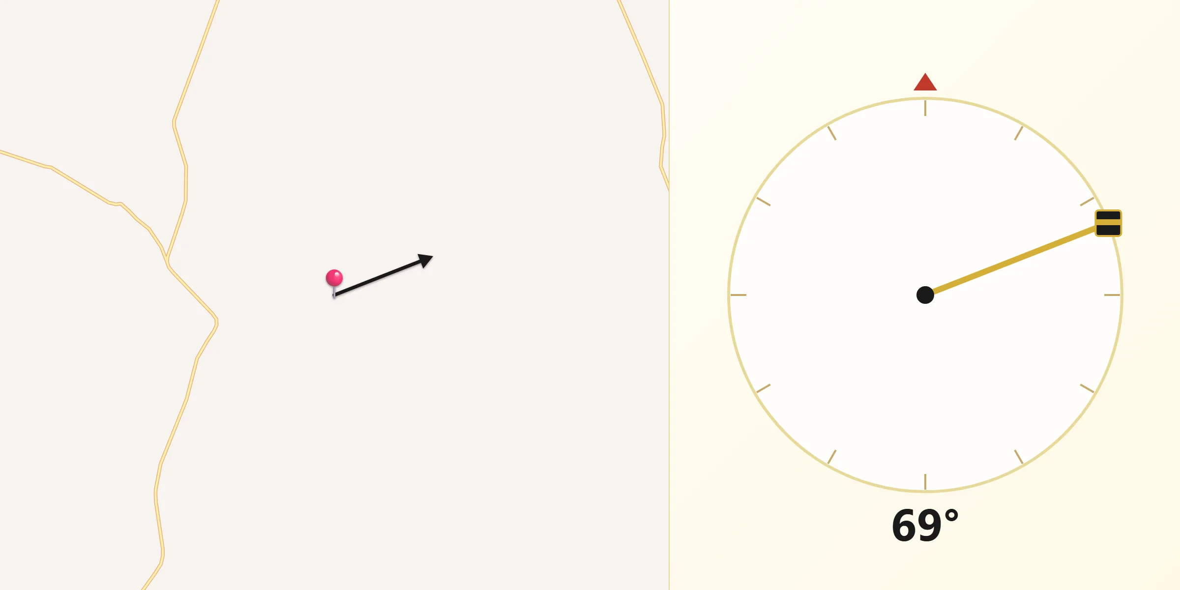 Direção da Qibla a partir de Vazante