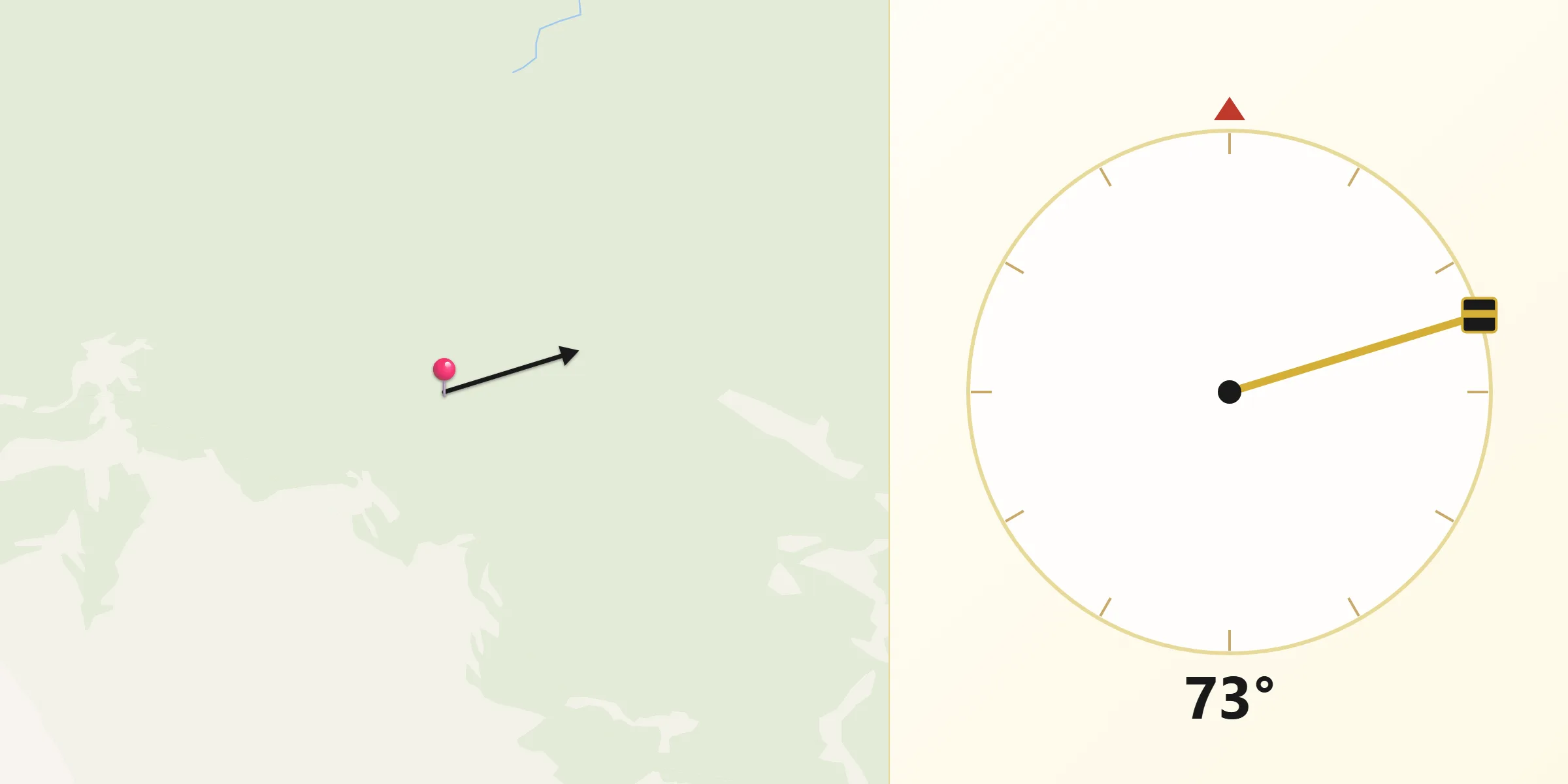 Dirección de la Qibla desde Provincia Manuel María Caballero