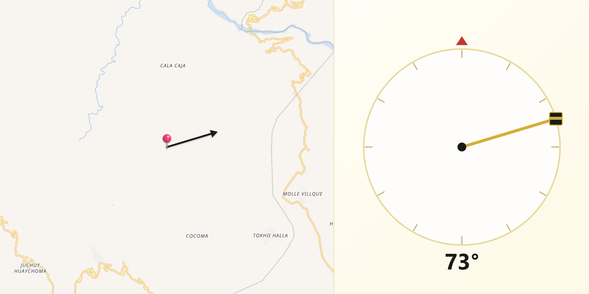 Dirección de la Qibla desde Provincia Capinota