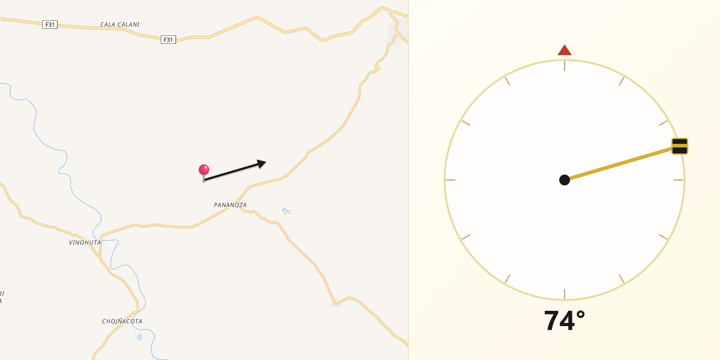 Dirección de la Qibla desde Provincia San Pedro de Totora
