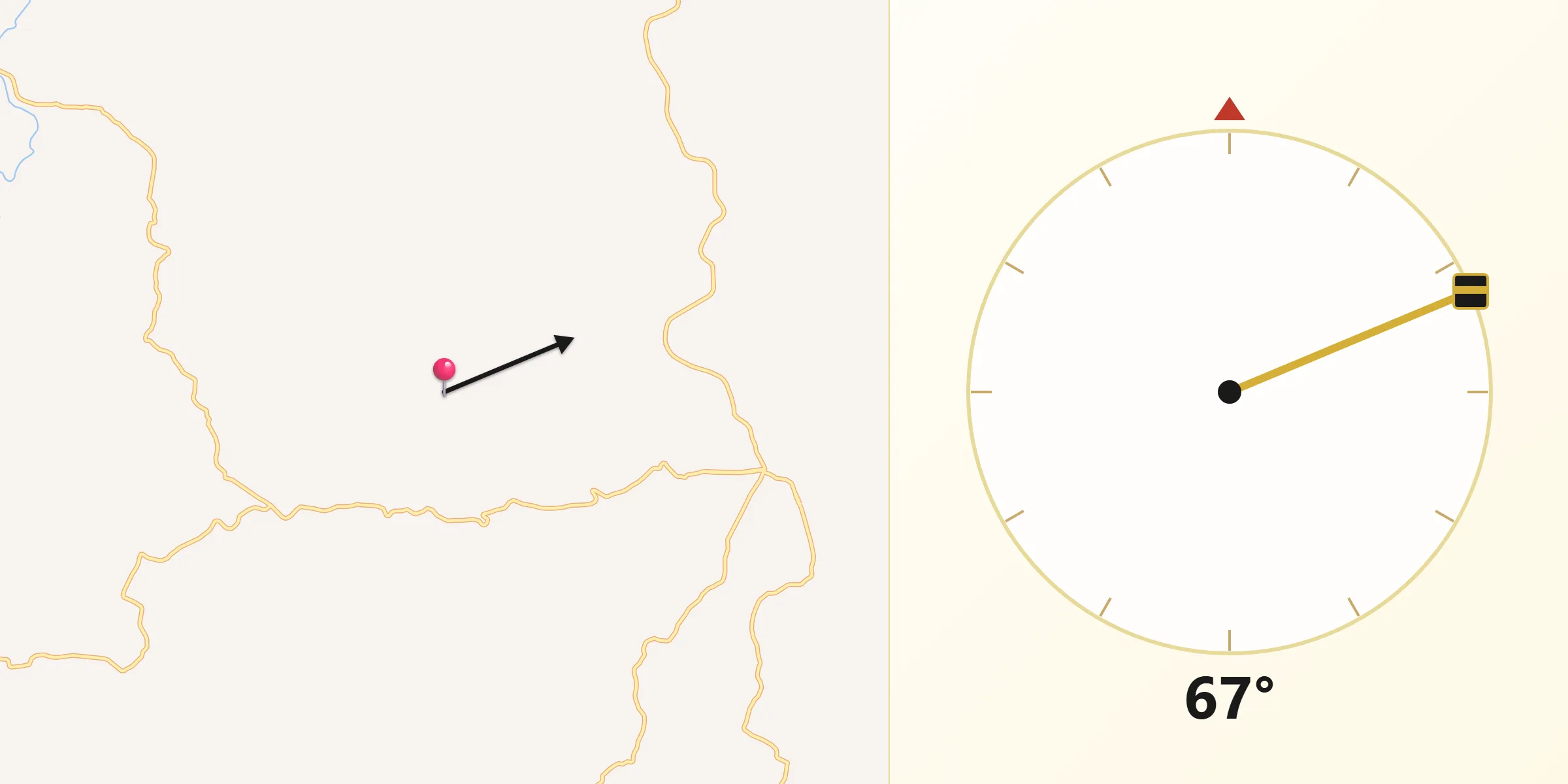 Direção da Qibla a partir de Aricanduva