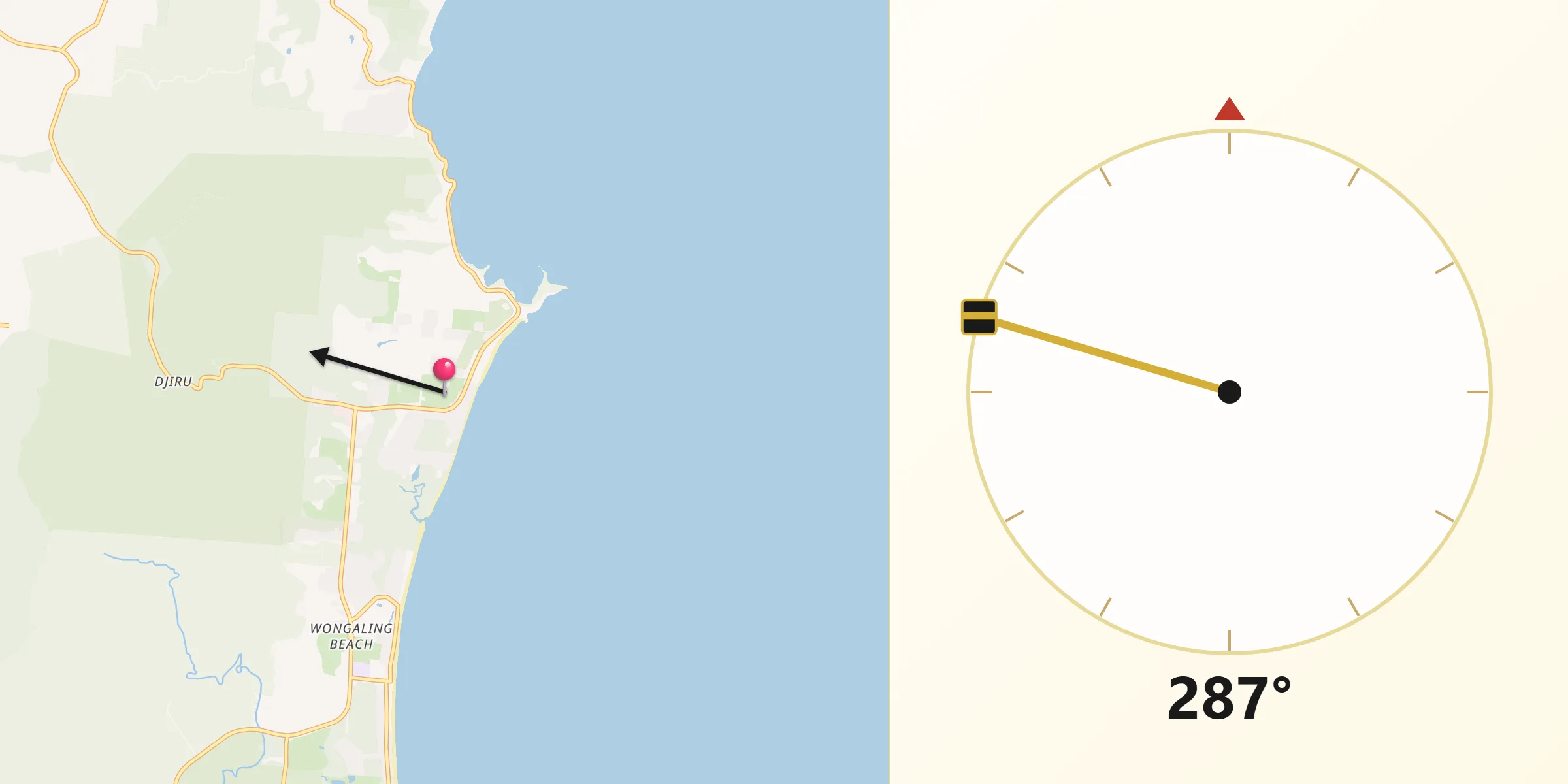 Qibla Direction from Mission Beach