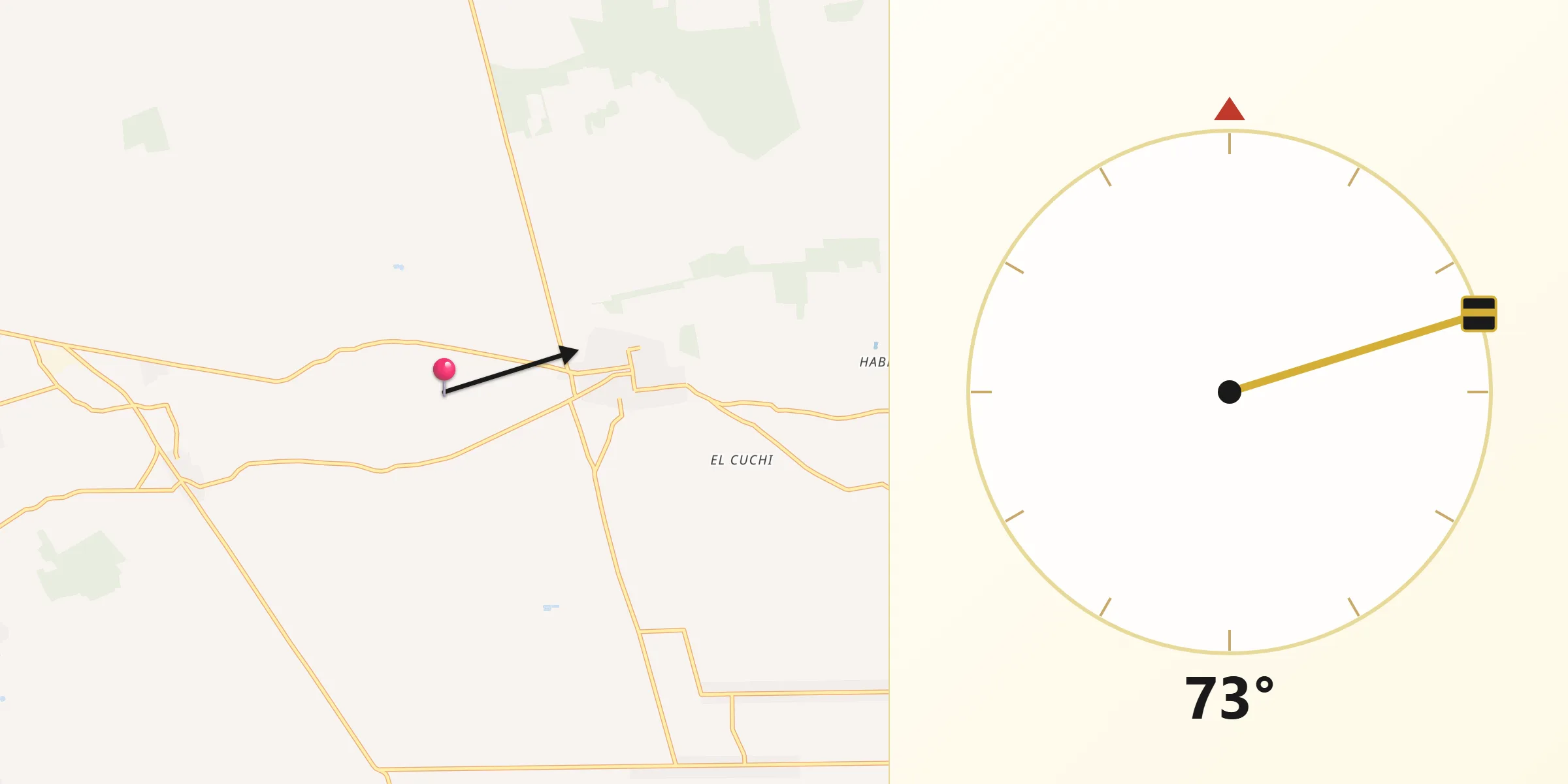 Dirección de la Qibla desde Paurito
