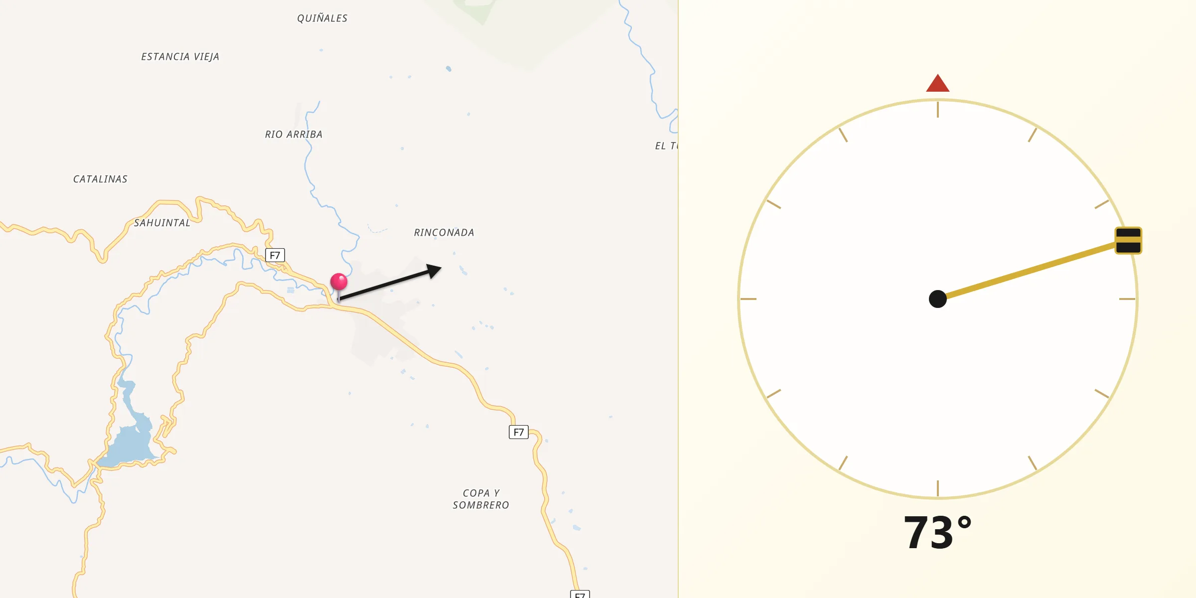 Dirección de la Qibla desde Comarapa