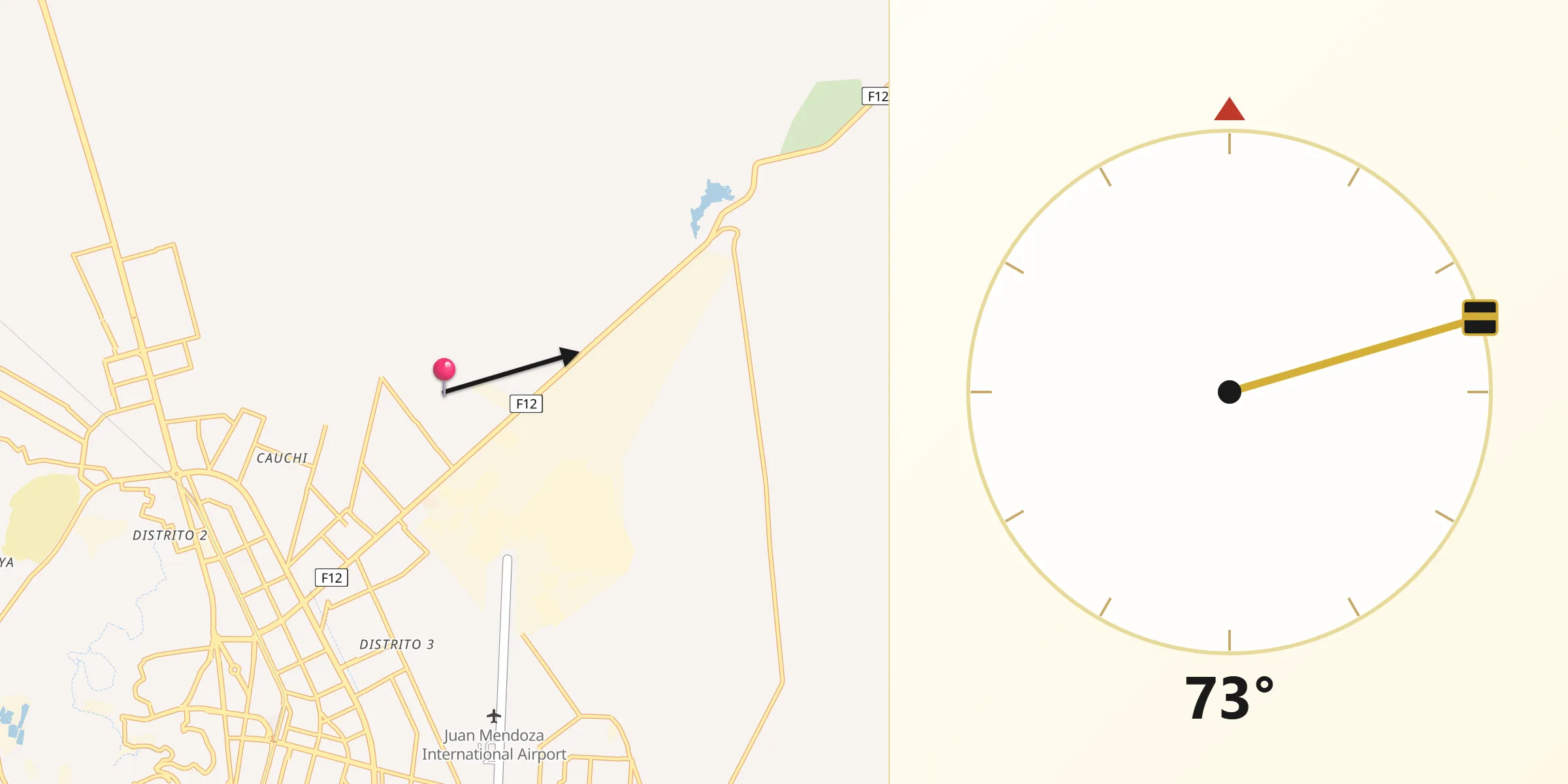 Dirección de la Qibla desde Provincia Cercado
