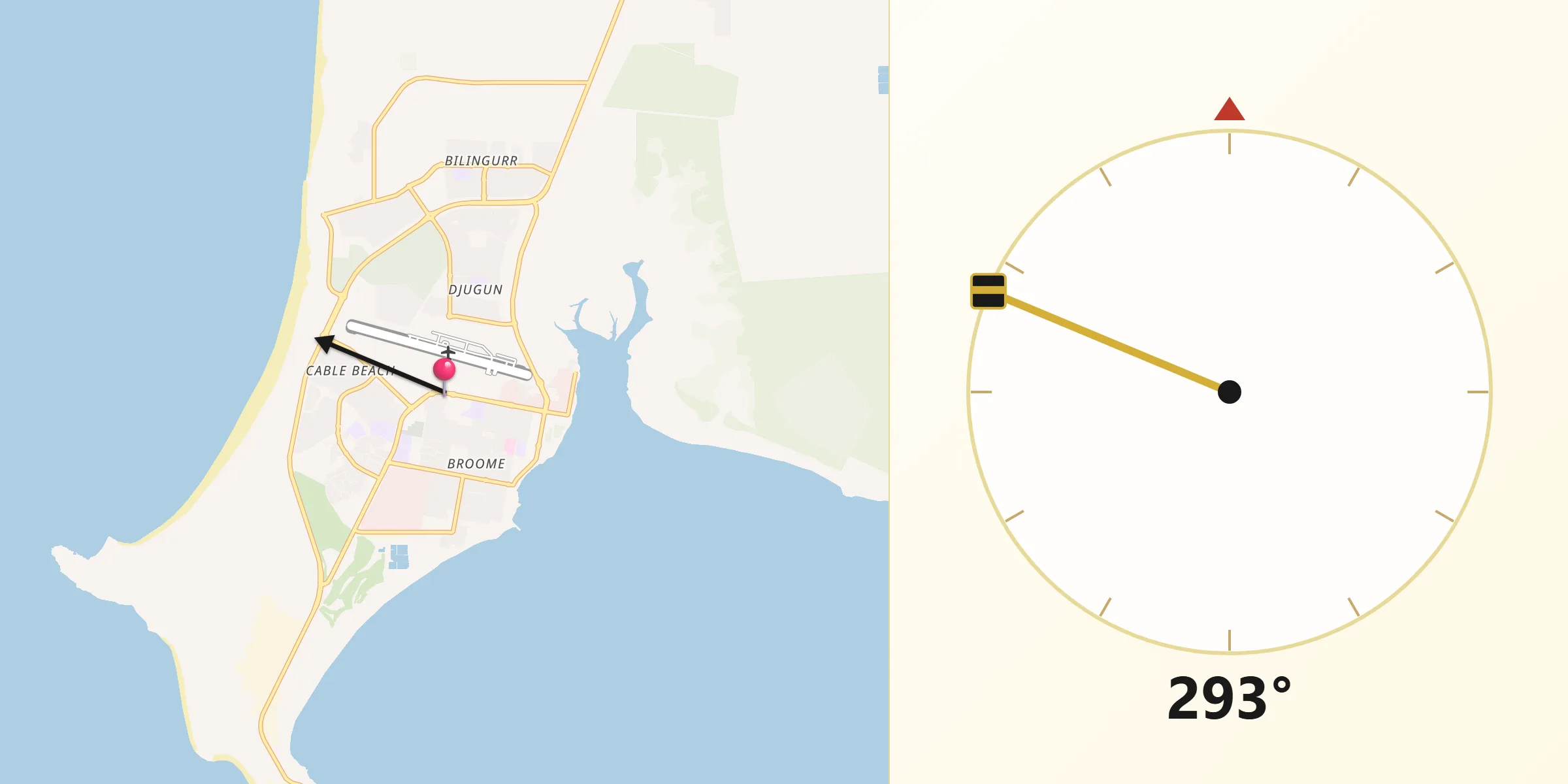 Qibla Direction from Djugun
