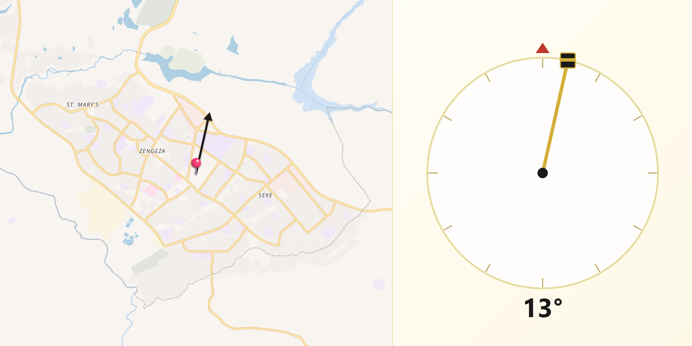 Qibla Direction from Chitungwiza