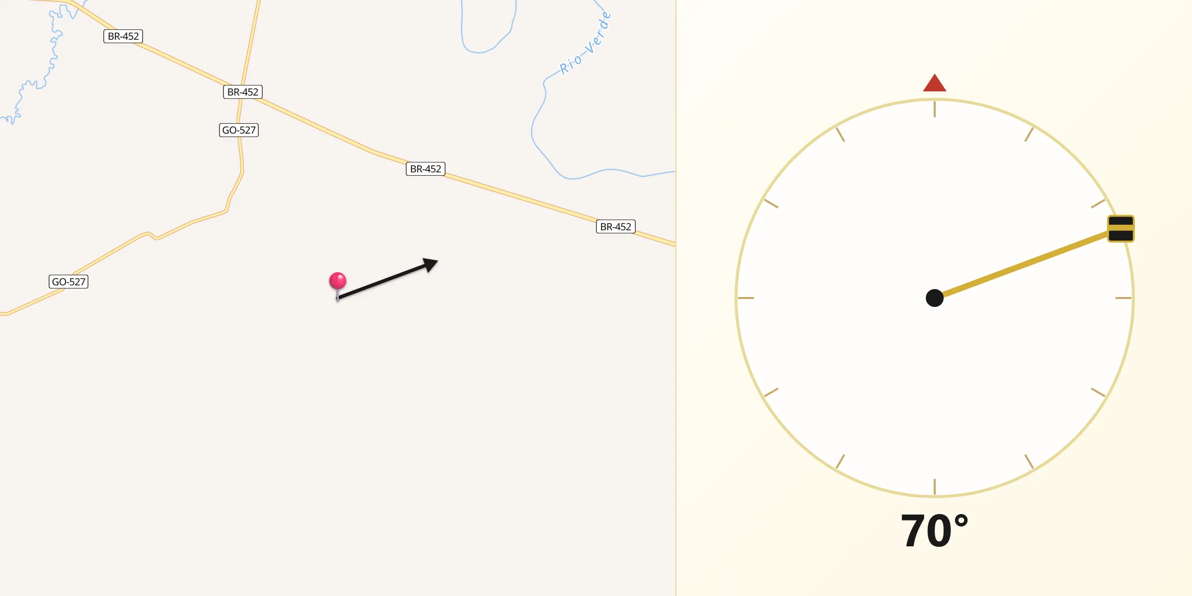 Direção da Qibla a partir de Maurilândia