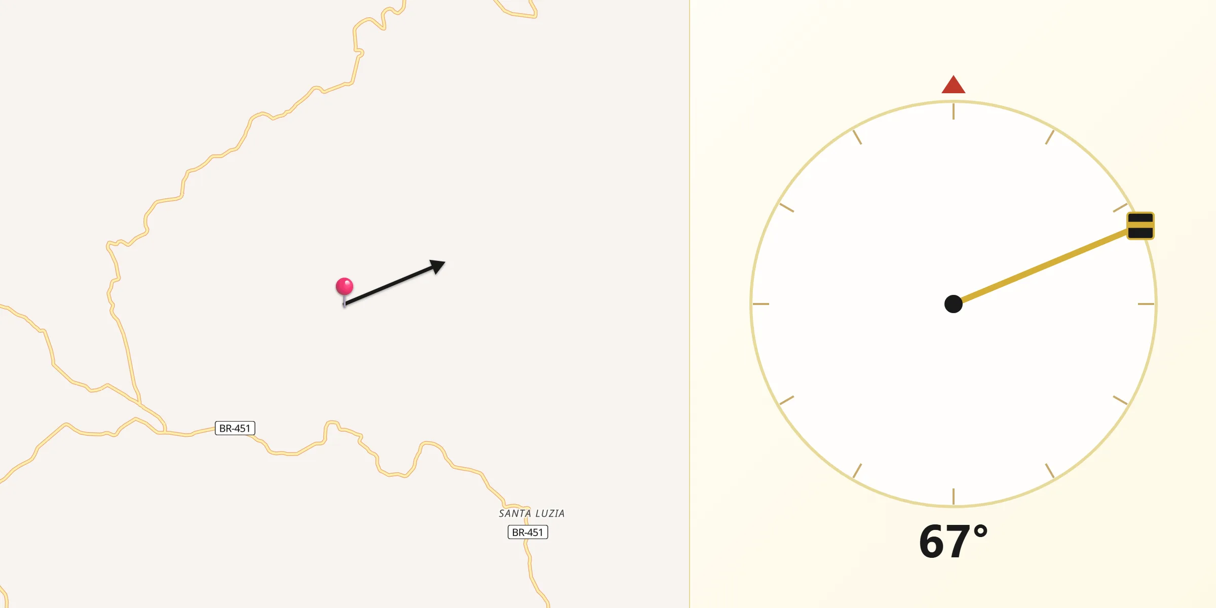 Direção da Qibla a partir de São Sebastião do Maranhão