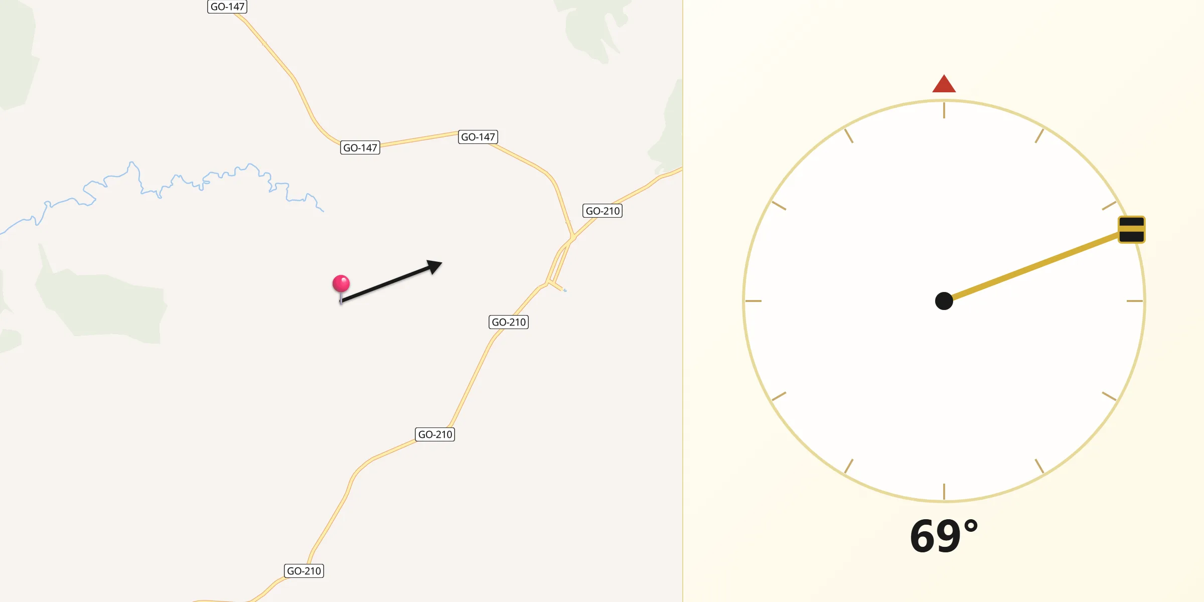 Direção da Qibla a partir de Água Limpa