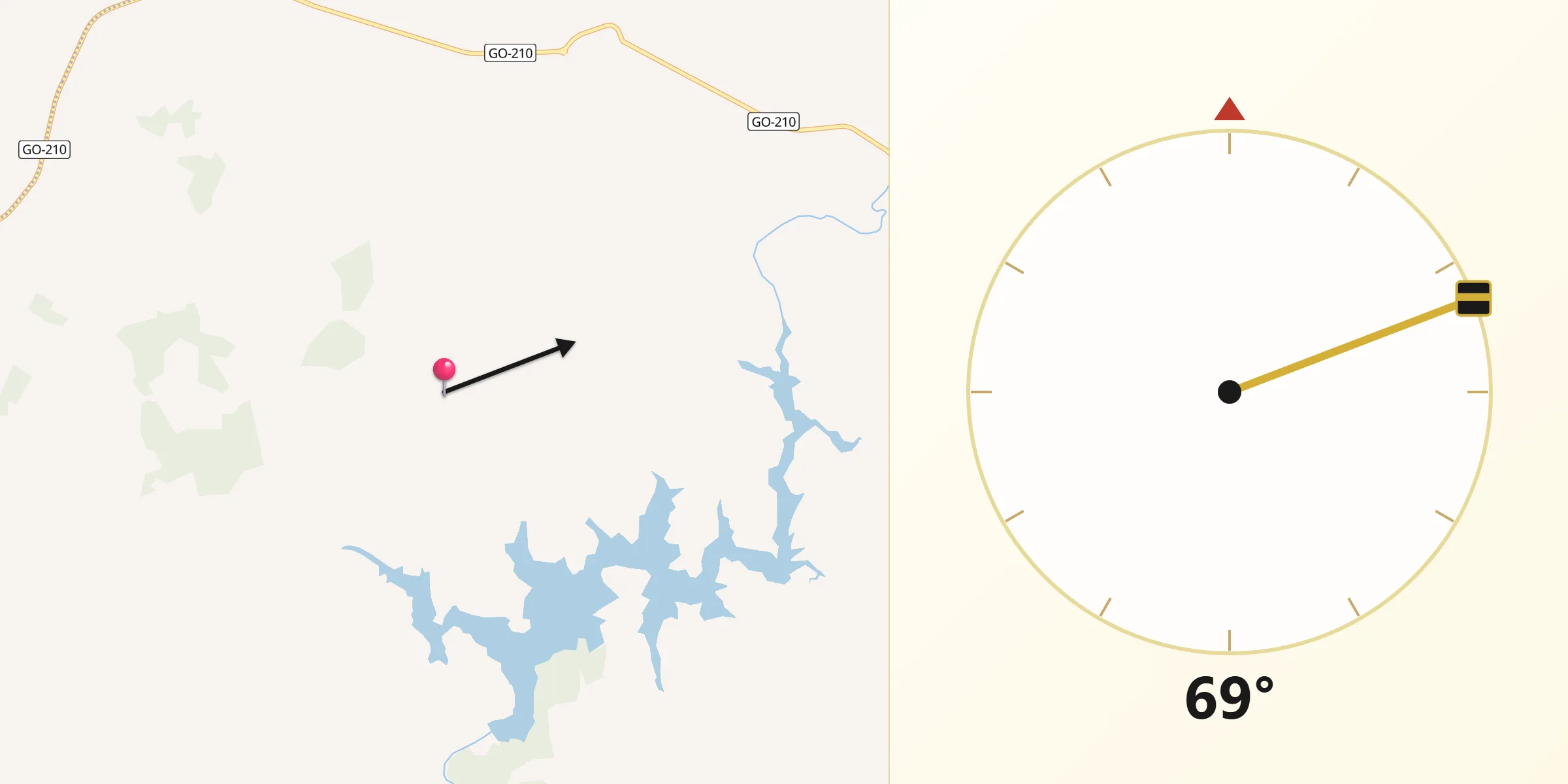 Direção da Qibla a partir de Nova Aurora