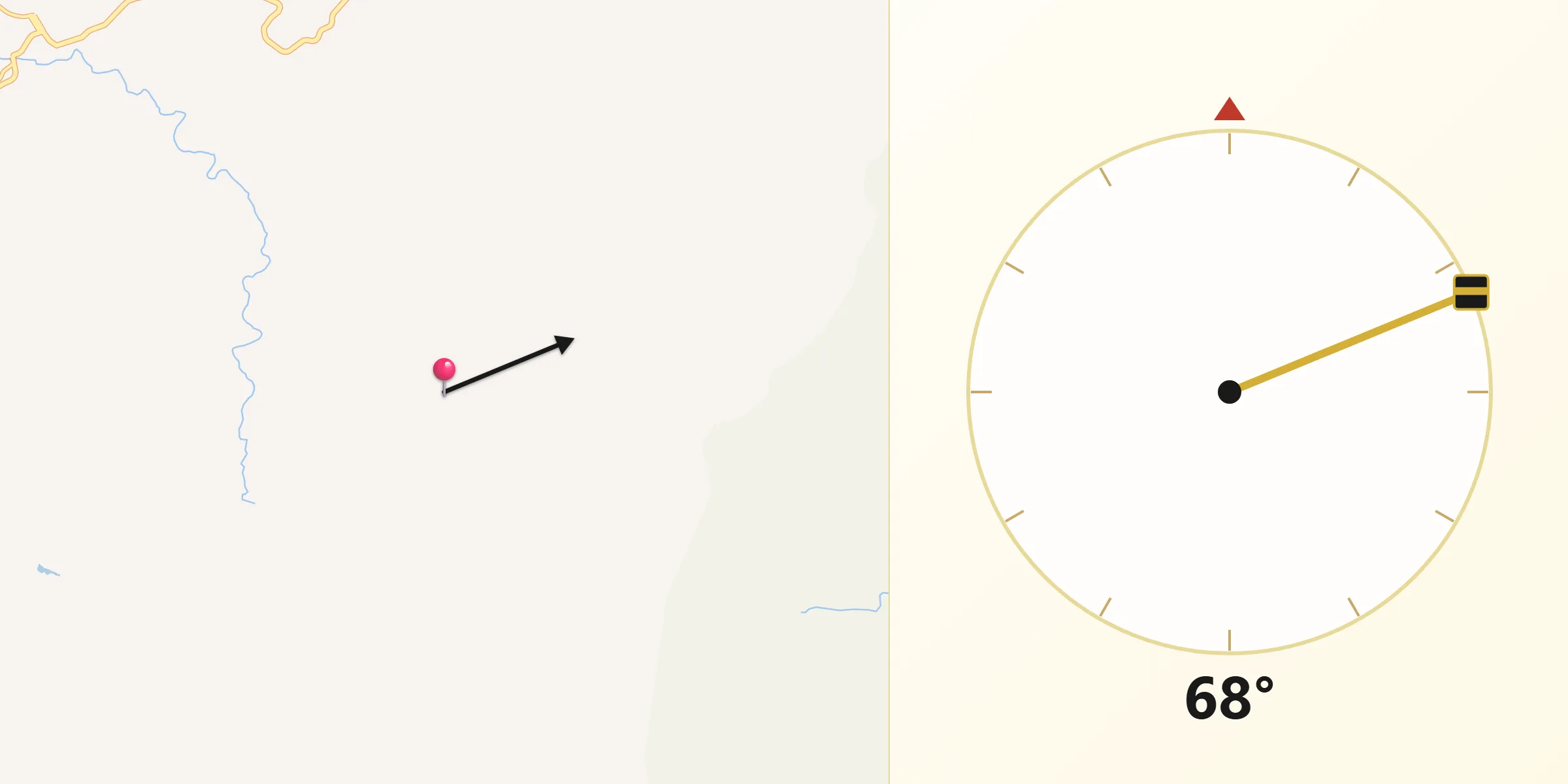 Direção da Qibla a partir de Couto de Magalhães de Minas