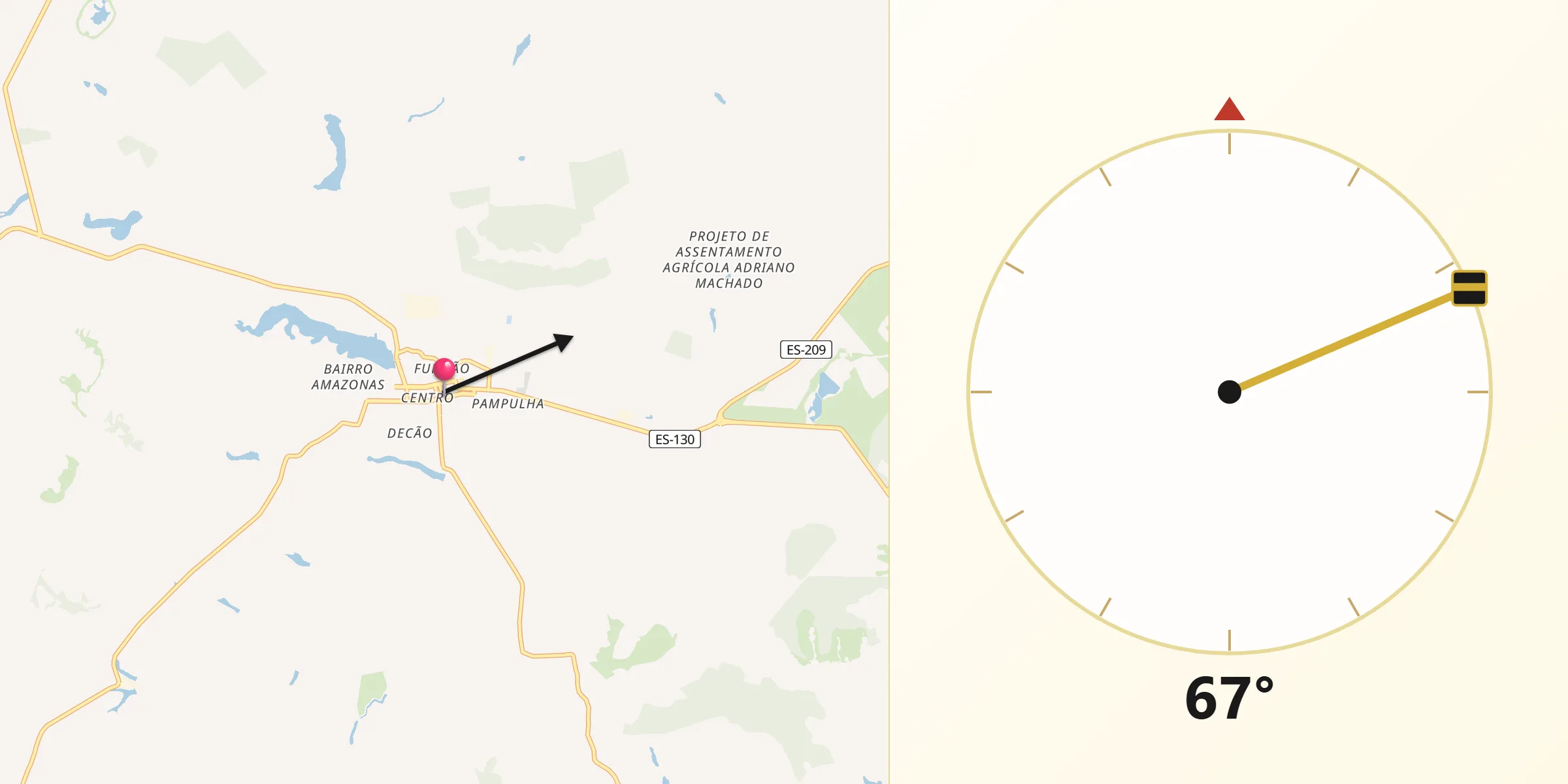 Direção da Qibla a partir de Montanha