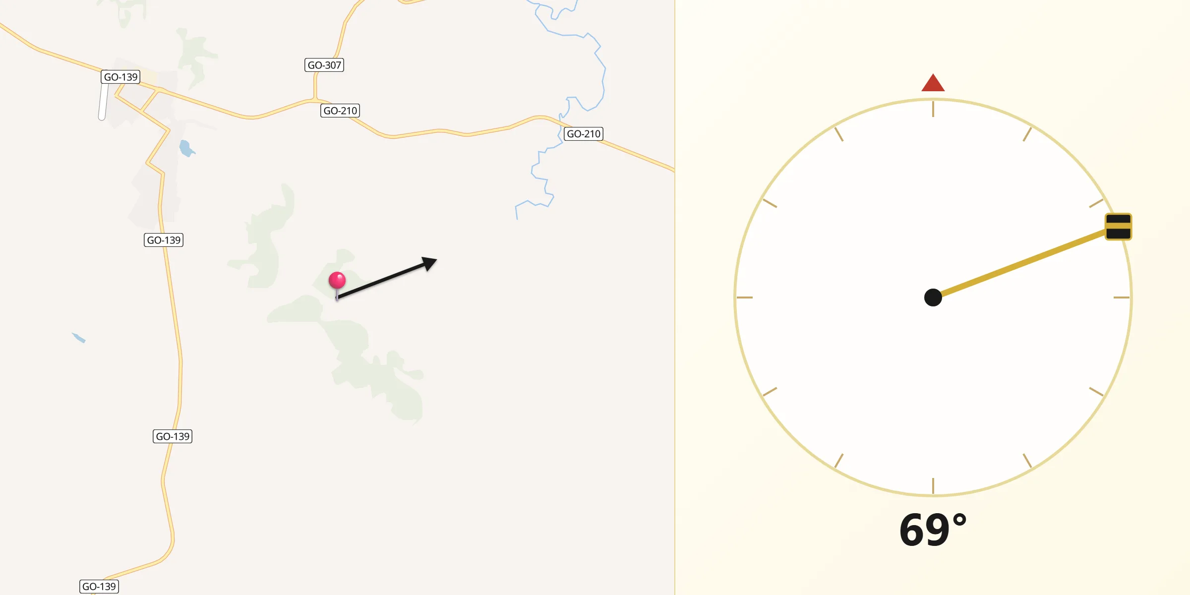 Direção da Qibla a partir de Corumbaíba