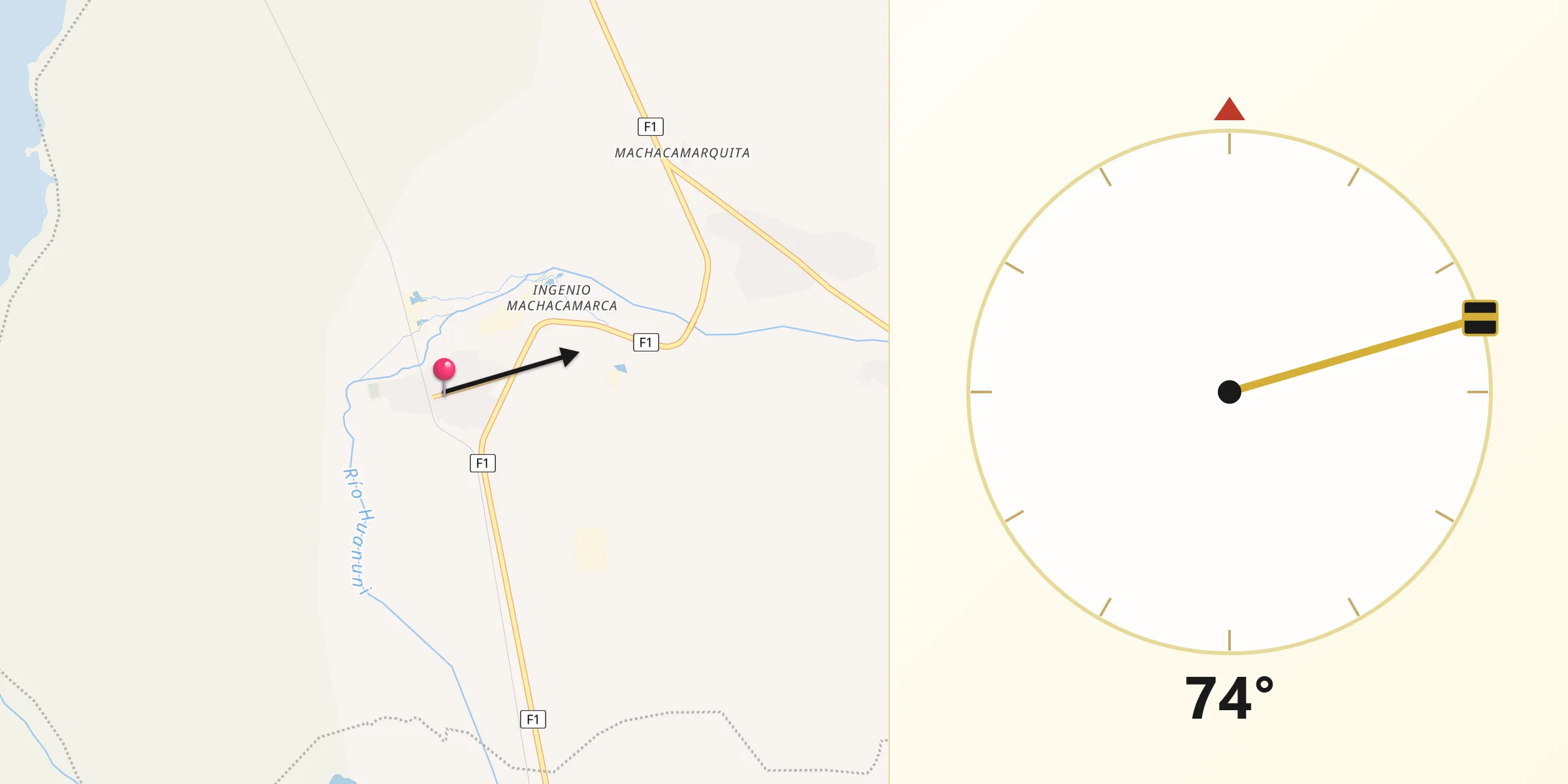 Dirección de la Qibla desde Machacamarca