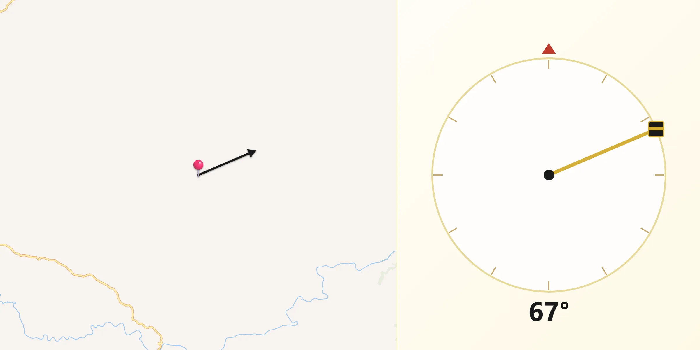 Direção da Qibla a partir de Ataléia