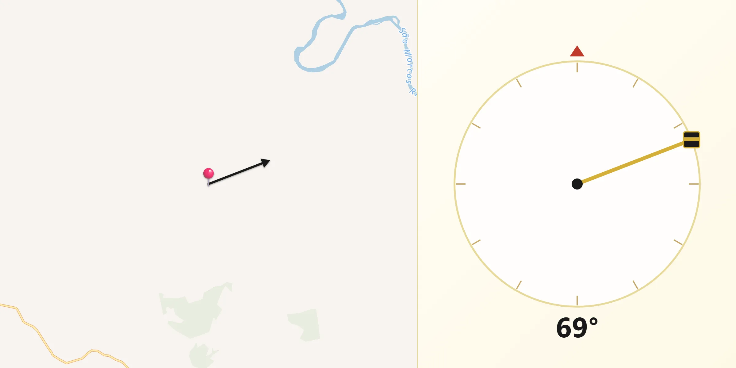 Direção da Qibla a partir de Ouvidor