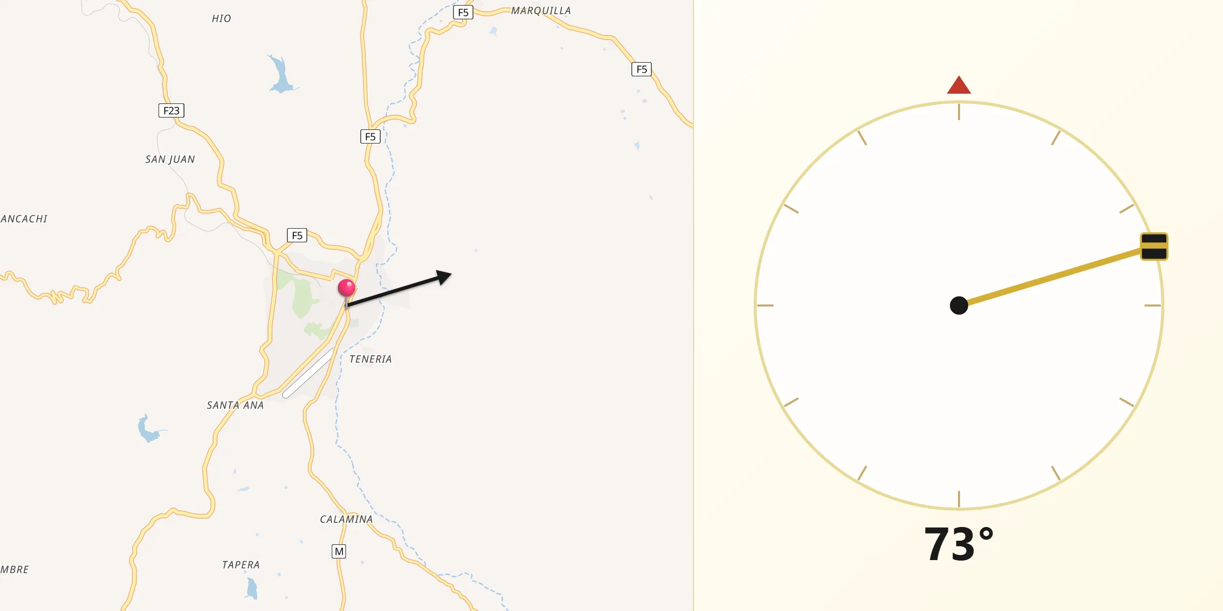 Dirección de la Qibla desde Aiquile