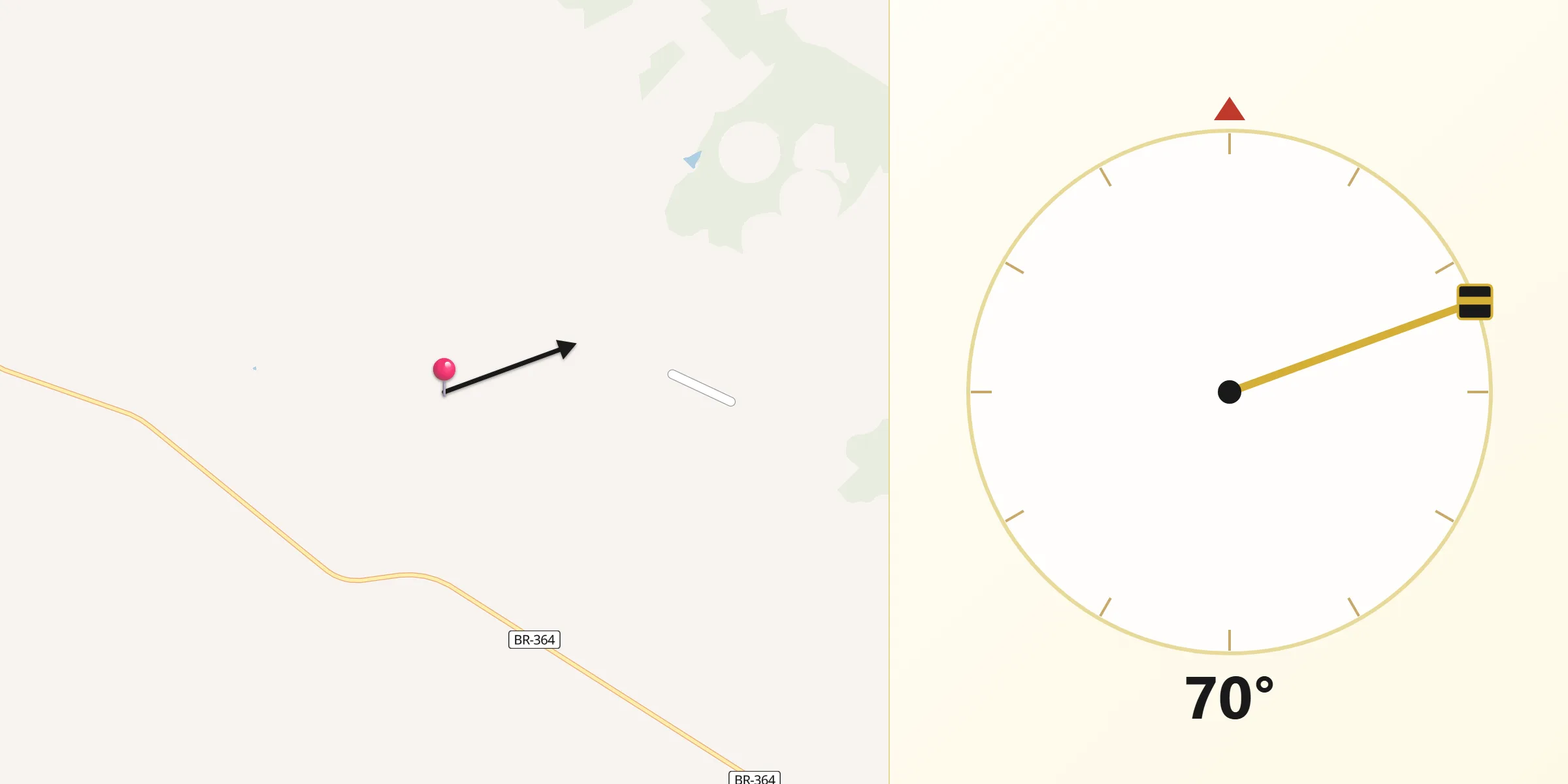 Direção da Qibla a partir de Aparecida do Rio Doce