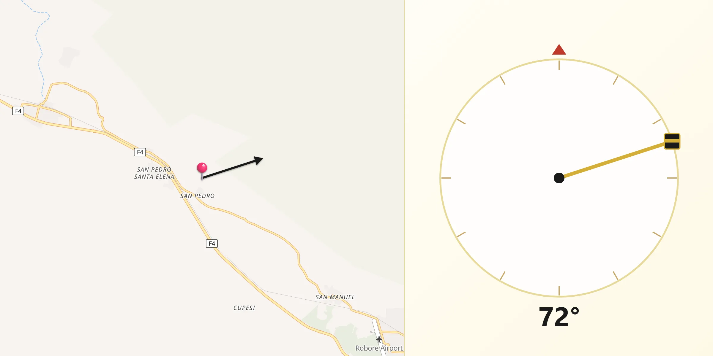 Dirección de la Qibla desde San Pedro