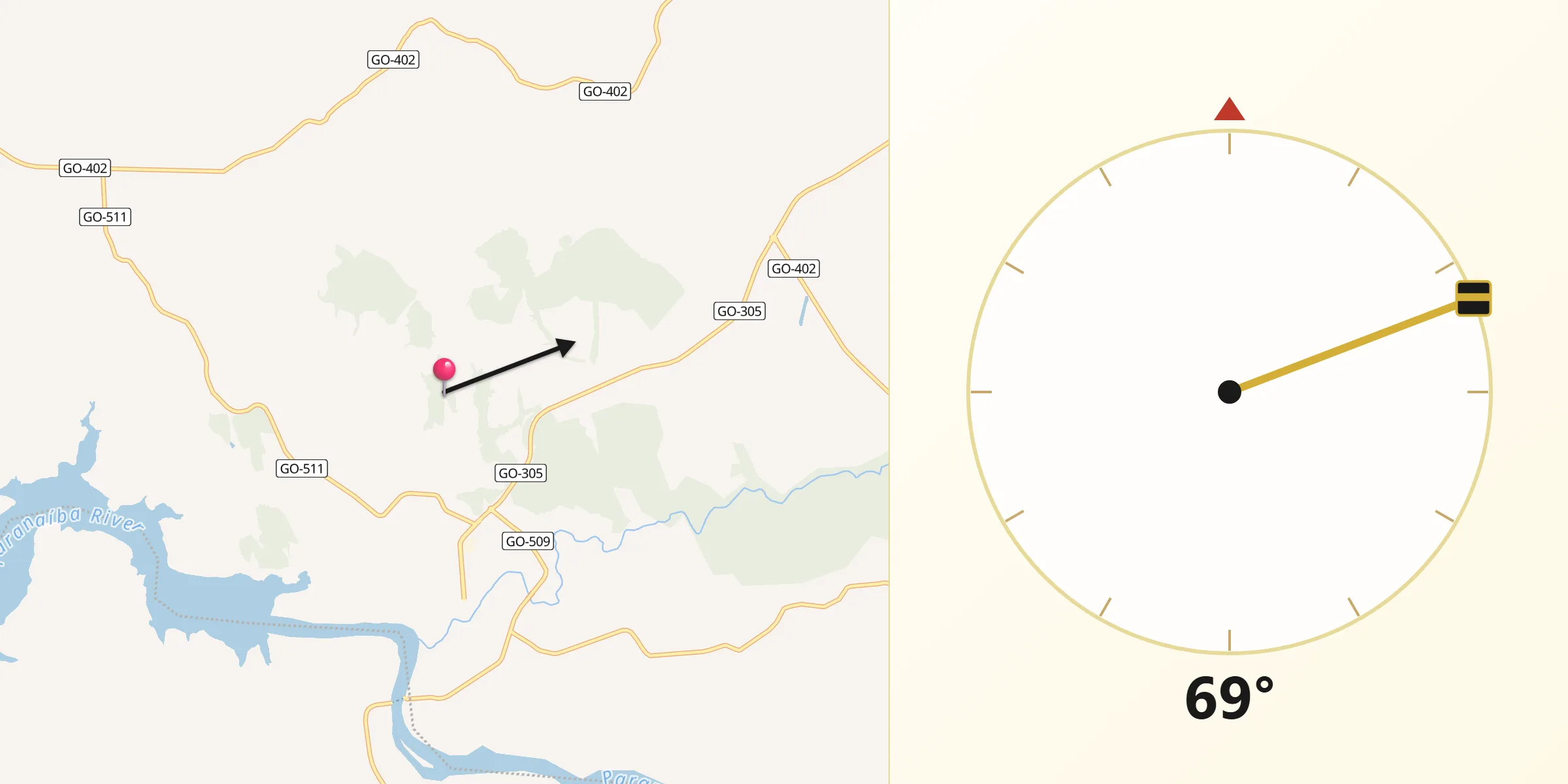Direção da Qibla a partir de Anhanguera