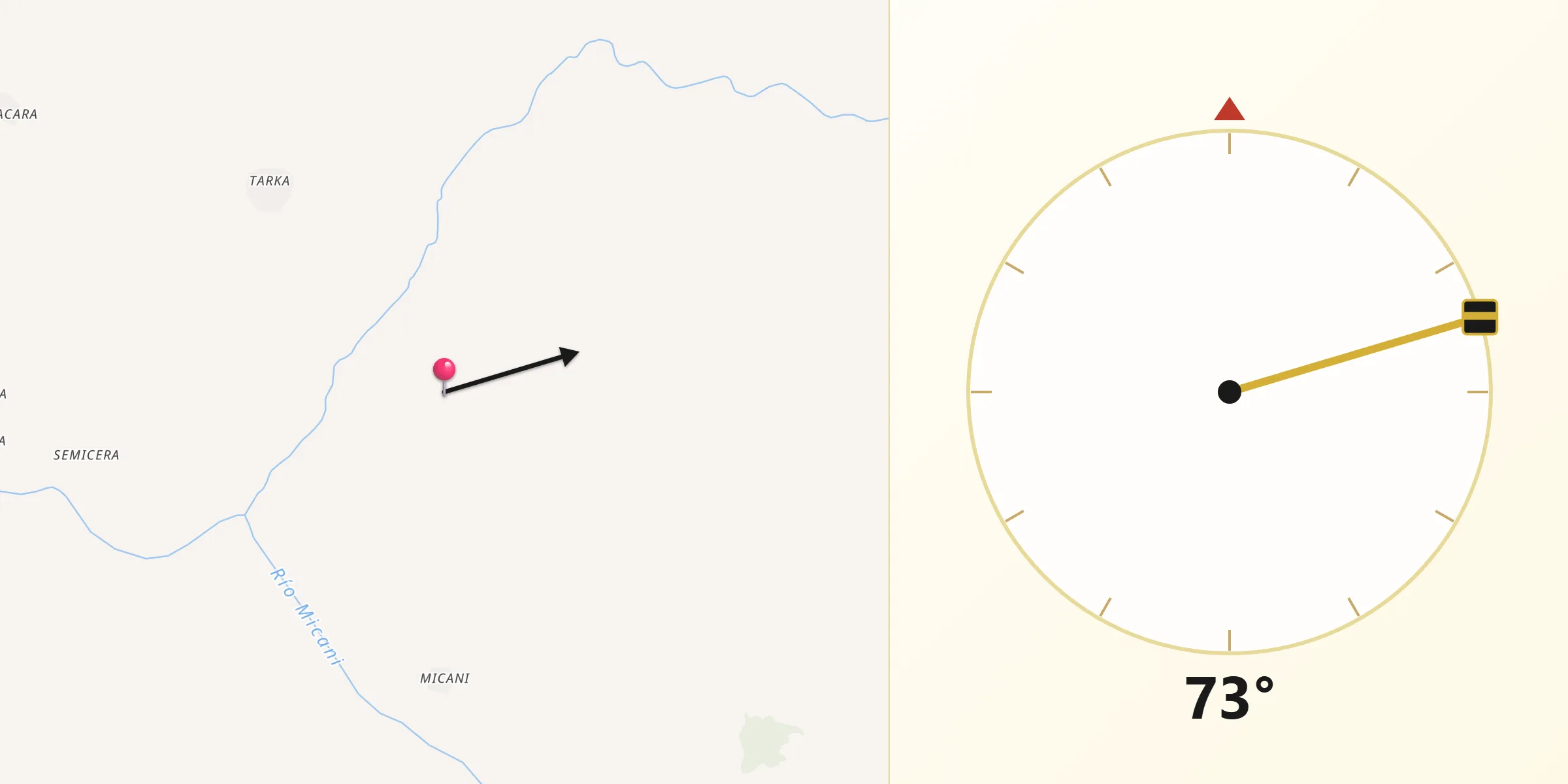 Dirección de la Qibla desde Provincia Charcas
