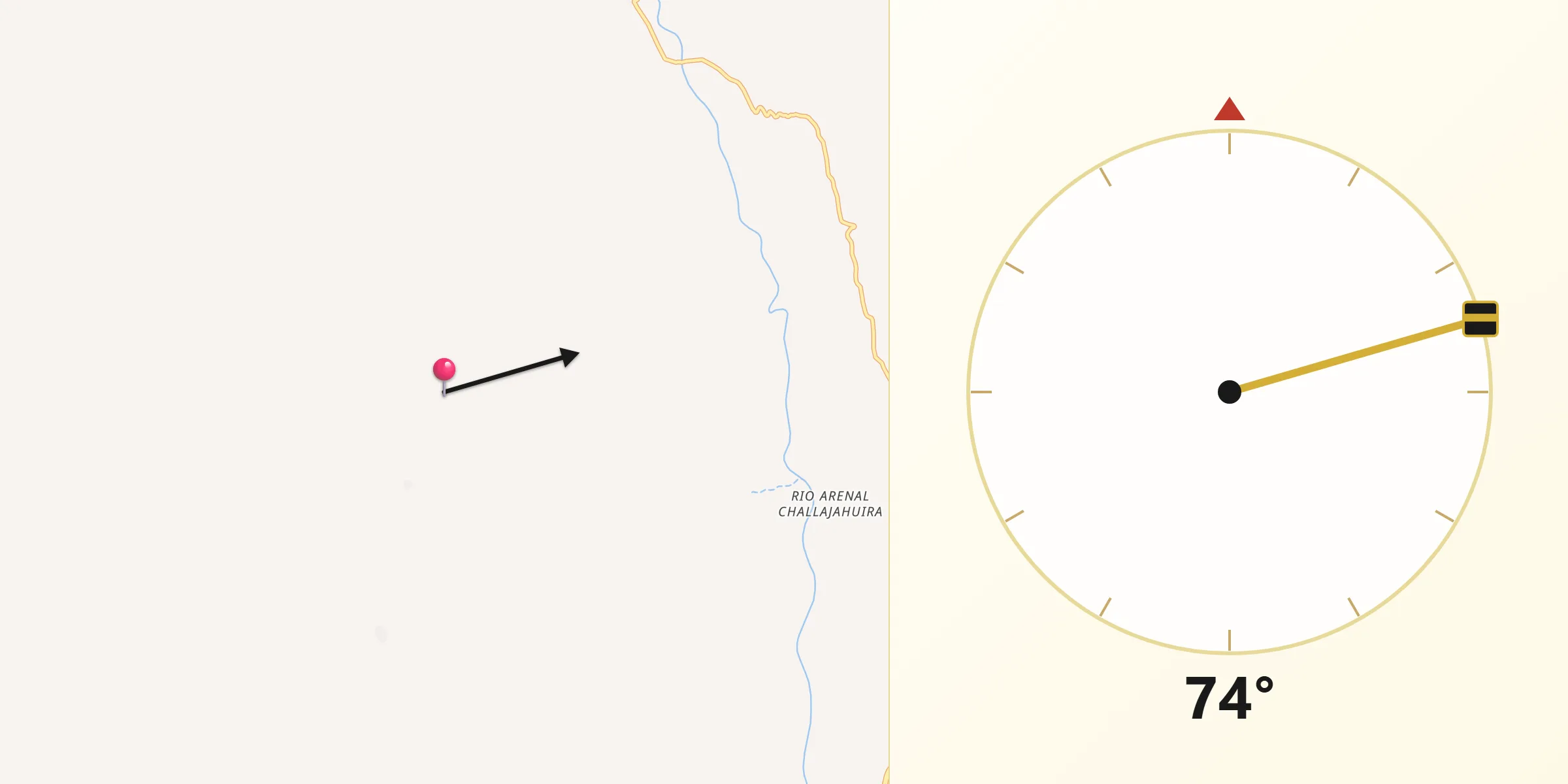Dirección de la Qibla desde Provincia Carangas