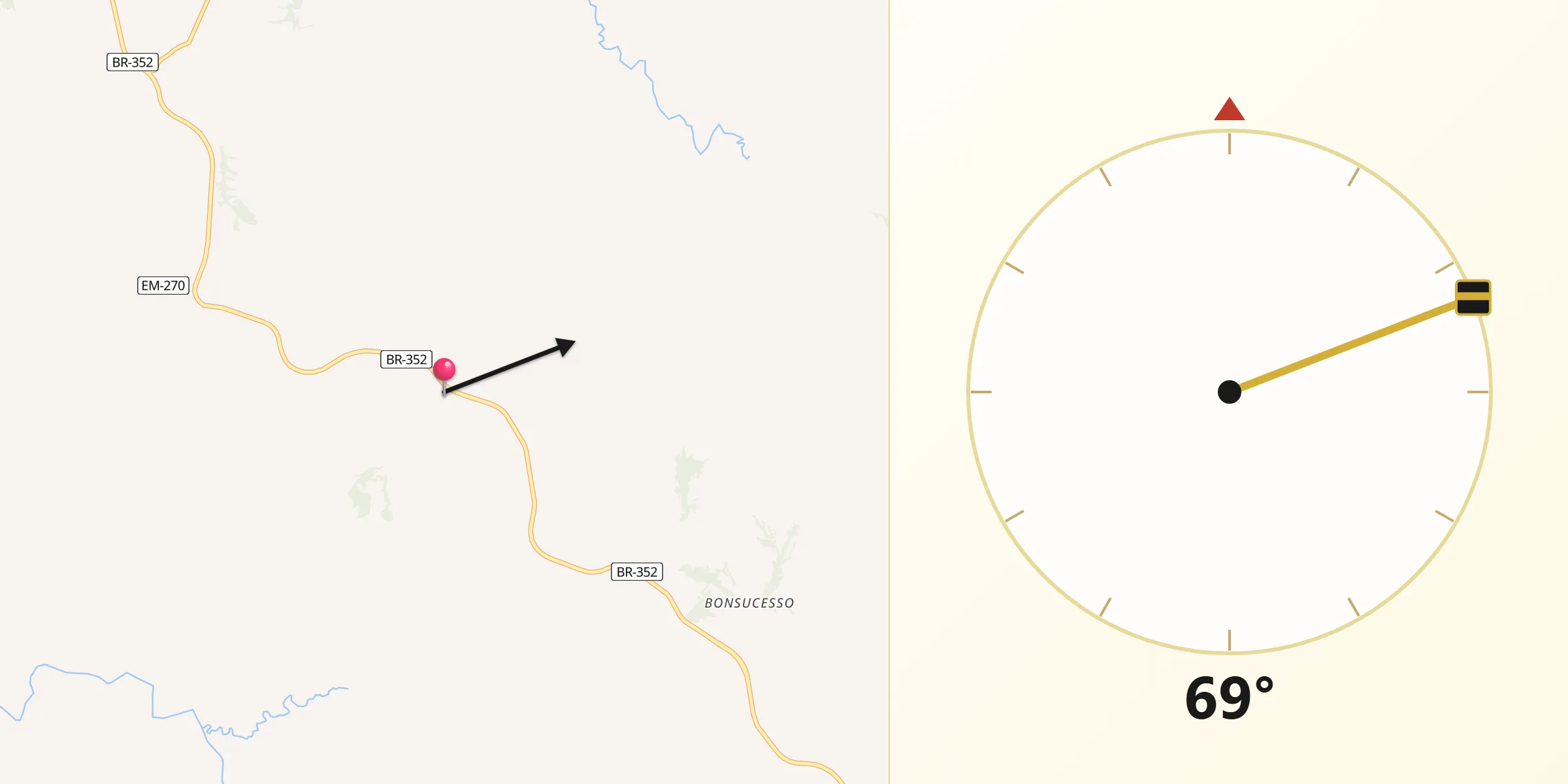 Direção da Qibla a partir de Abadia dos Dourados