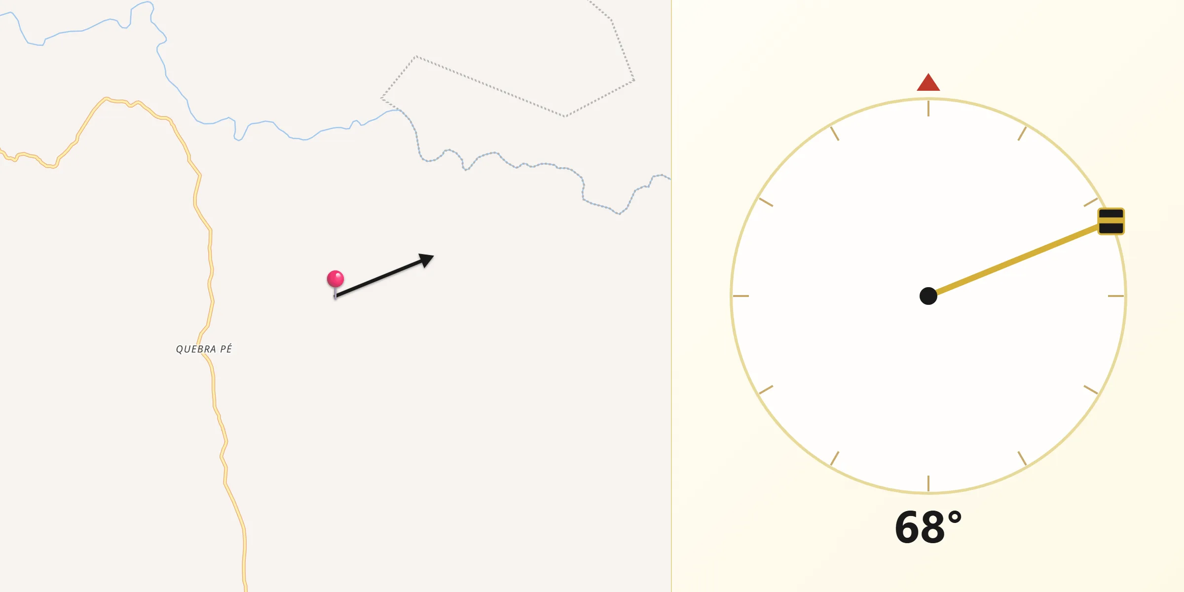 Direção da Qibla a partir de Monjolos
