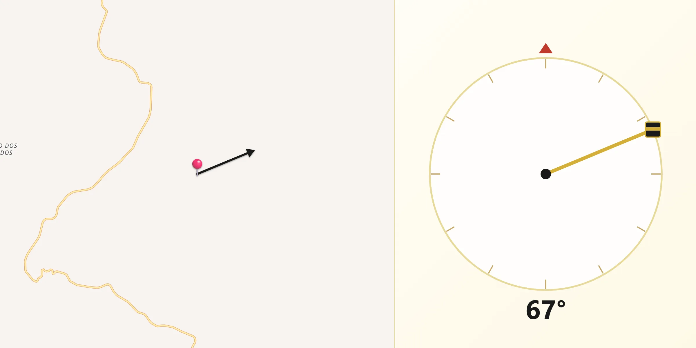 Direção da Qibla a partir de Materlândia