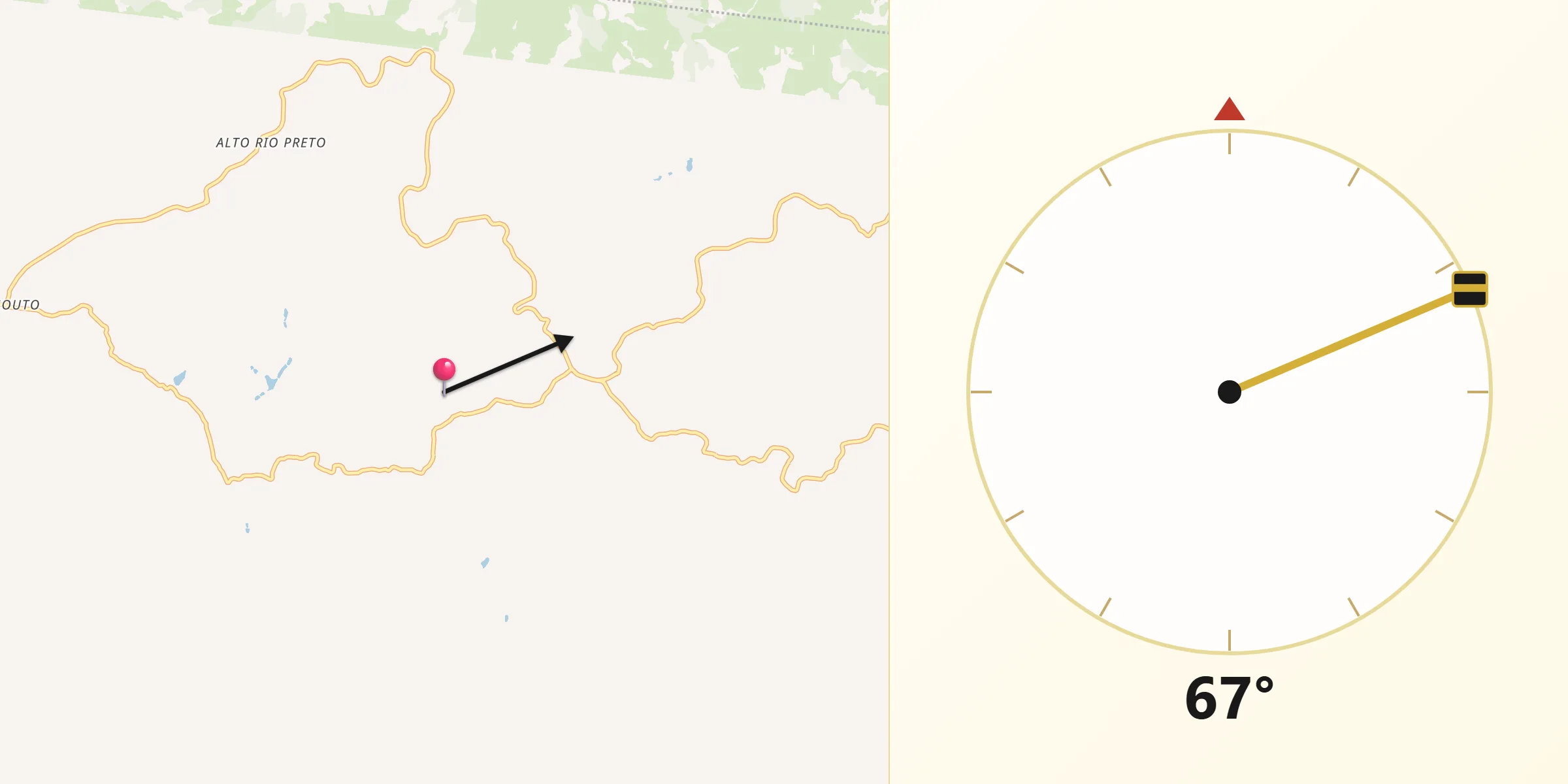 Direção da Qibla a partir de Nova Belém