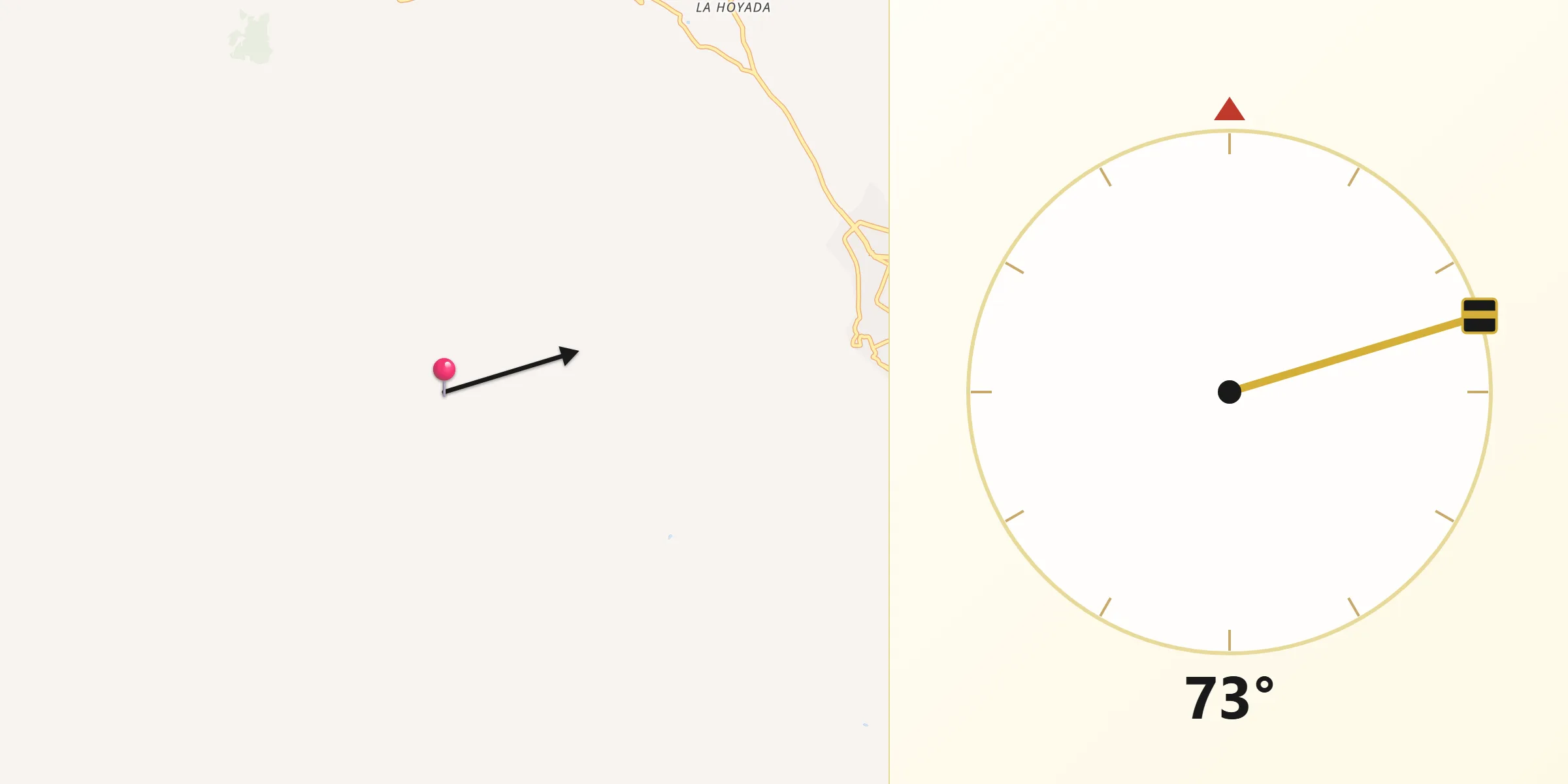 Dirección de la Qibla desde Provincia Vallegrande