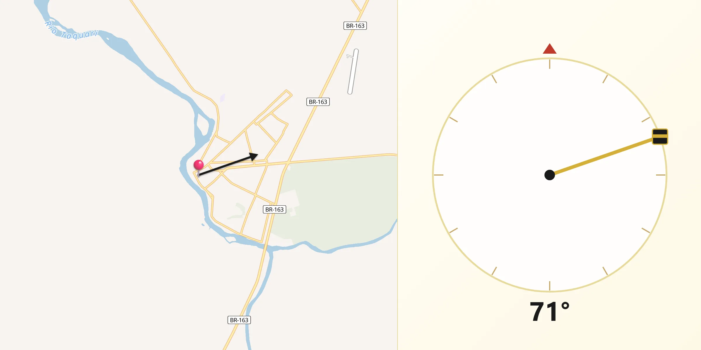 Direção da Qibla a partir de Coxim