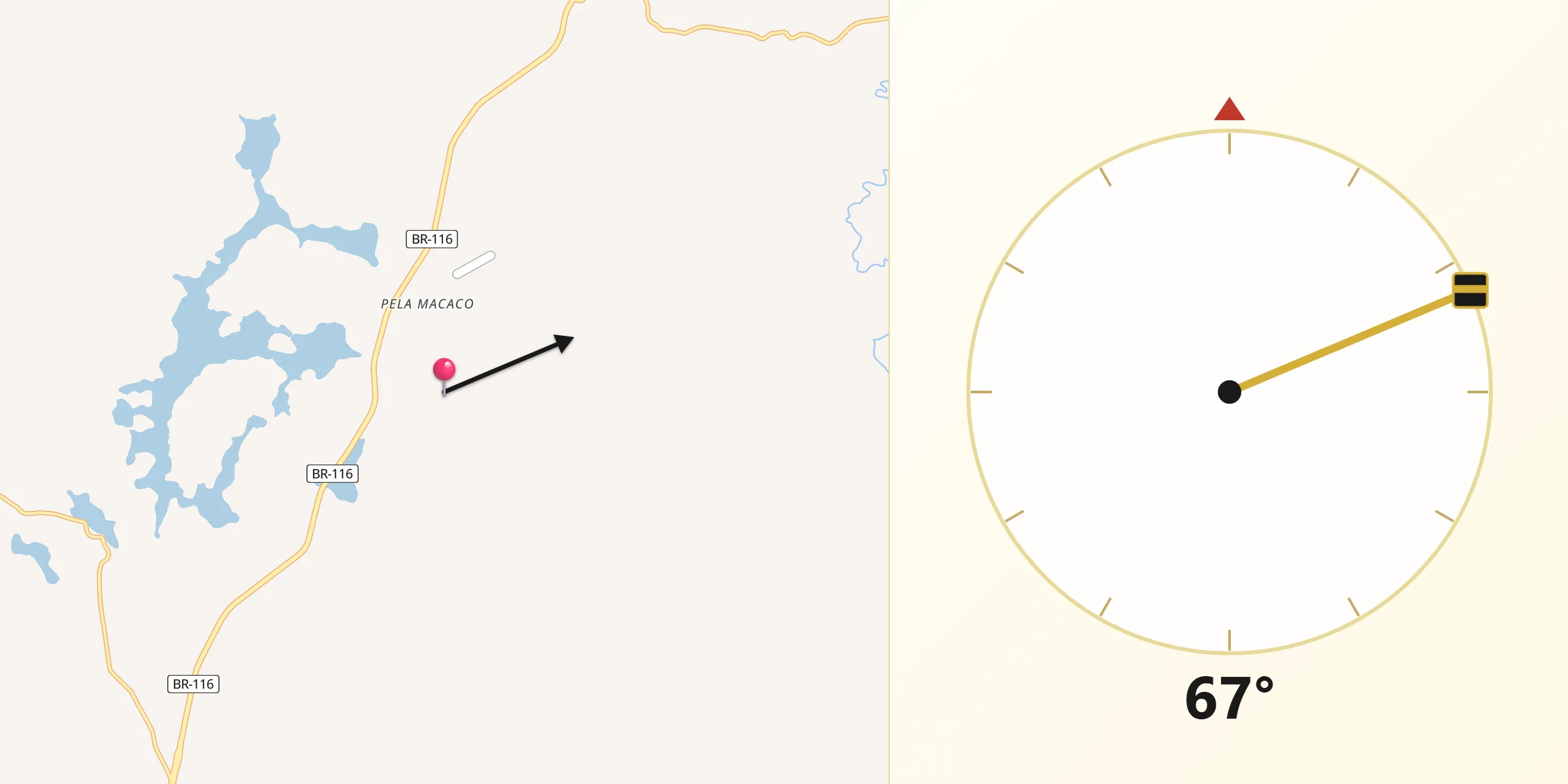 Direção da Qibla a partir de Frei Inocêncio
