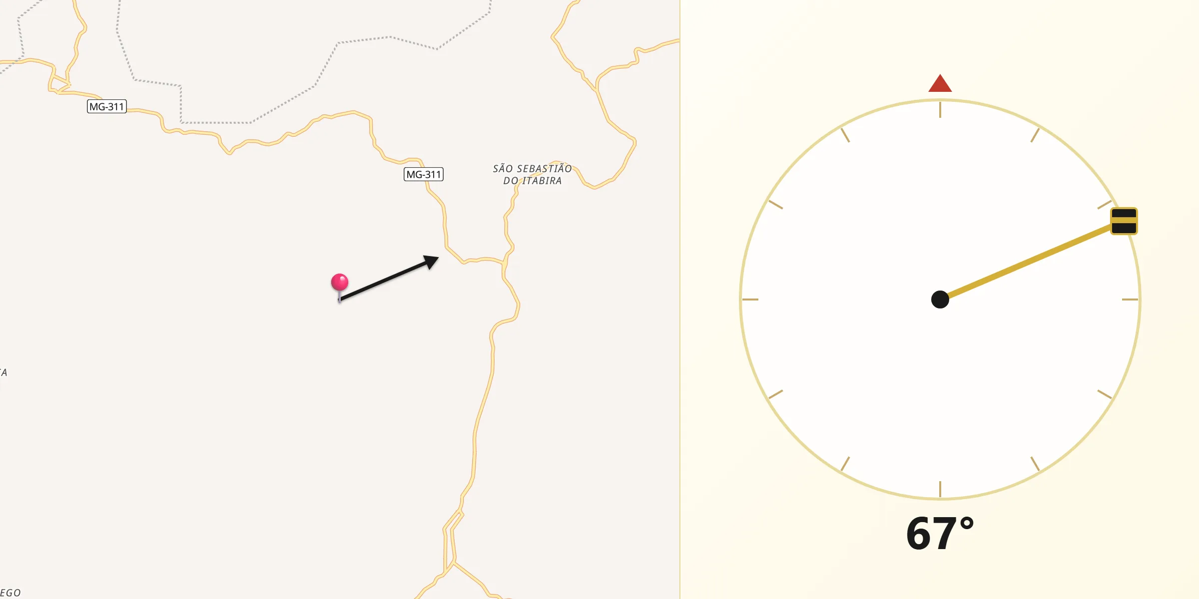 Direção da Qibla a partir de Itabirinha