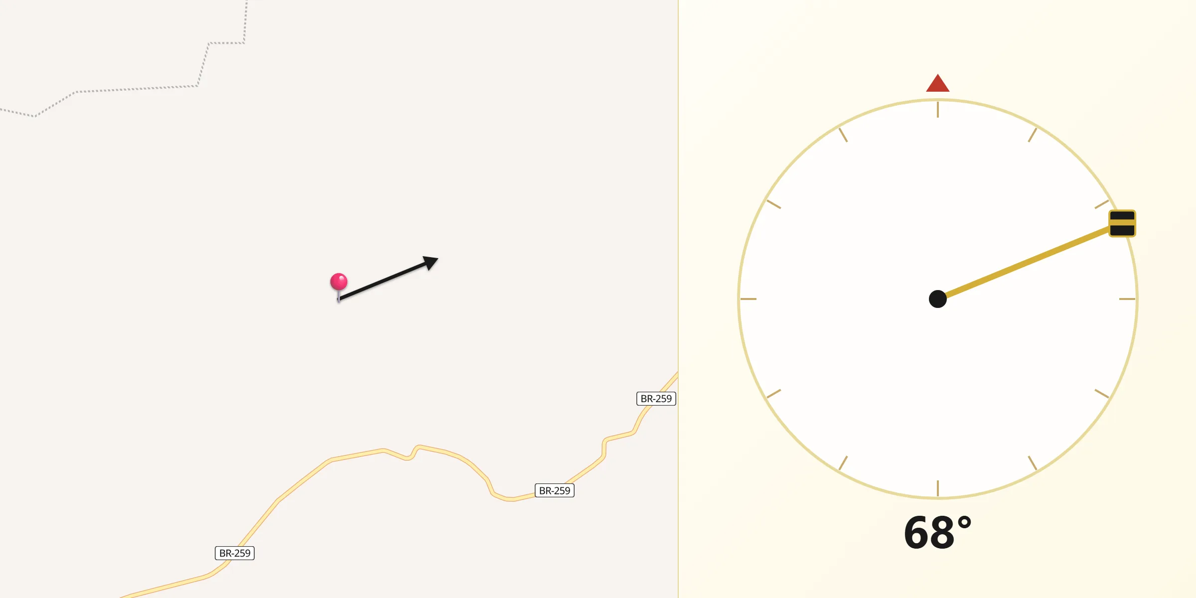 Direção da Qibla a partir de Gouveia