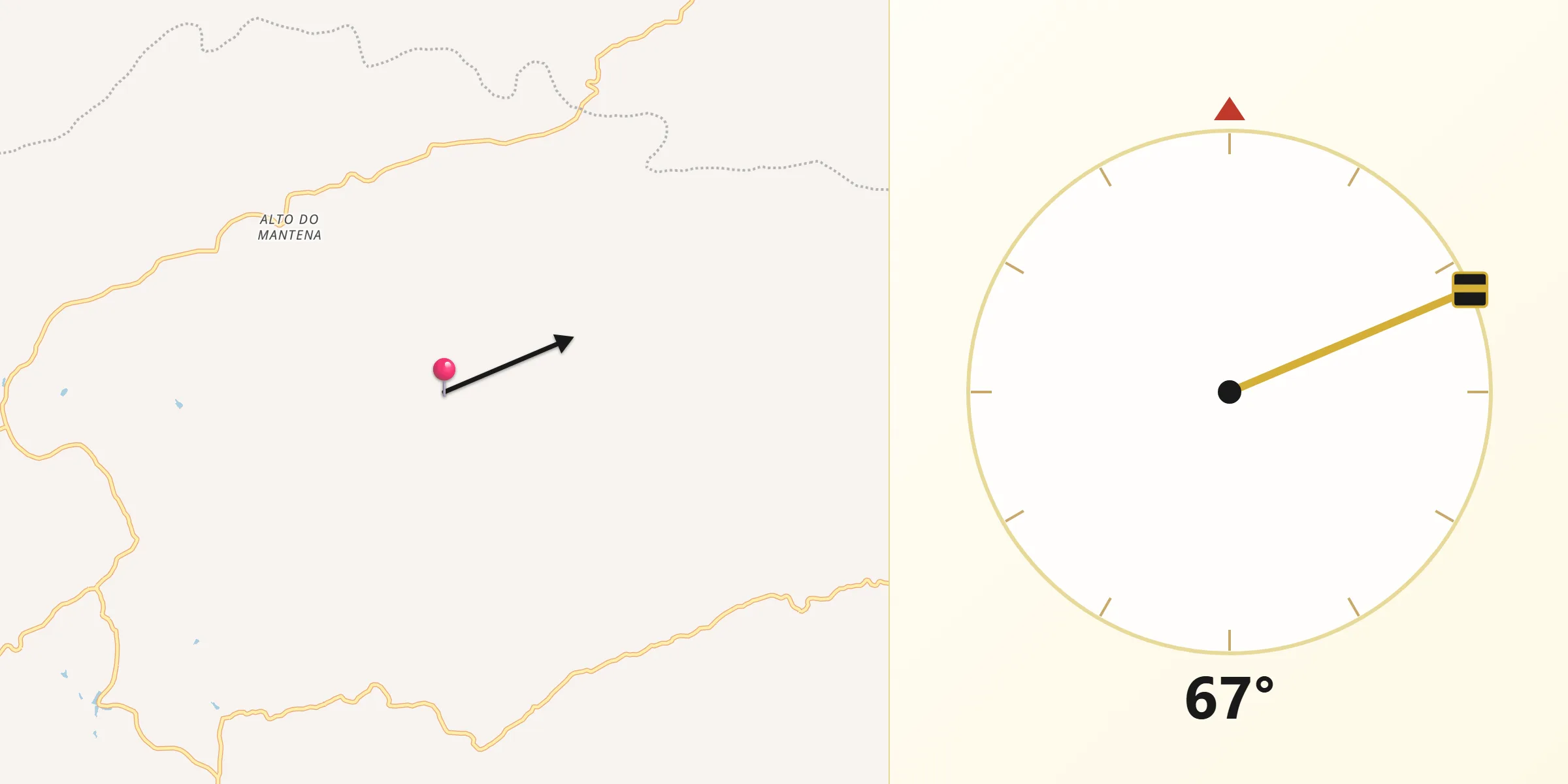 Direção da Qibla a partir de São Félix de Minas