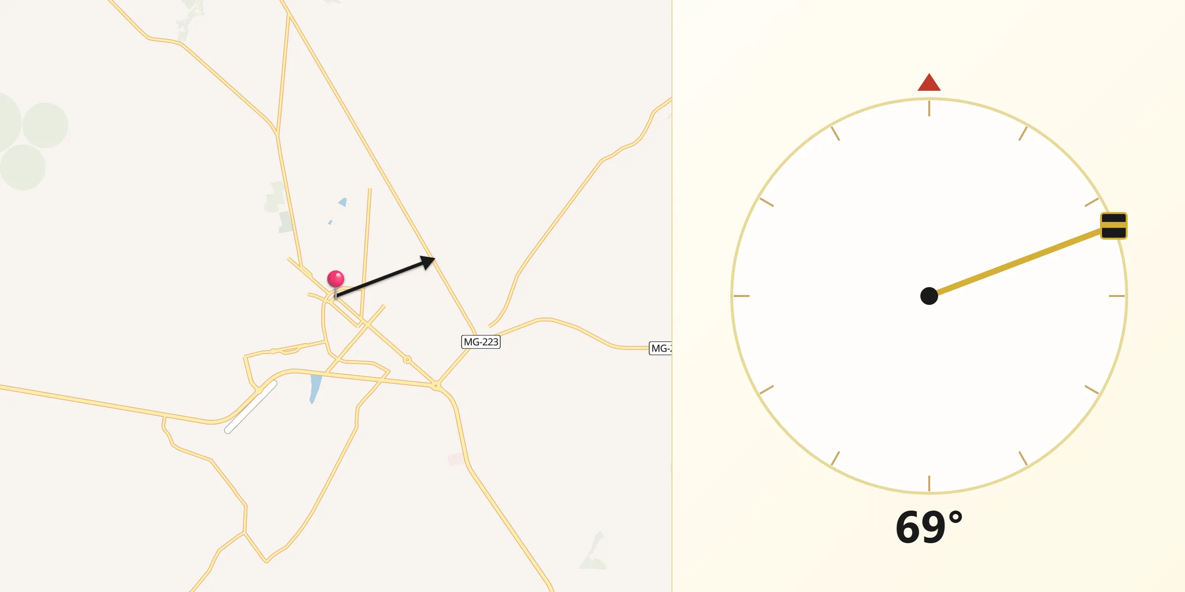 Direção da Qibla a partir de Tupaciguara