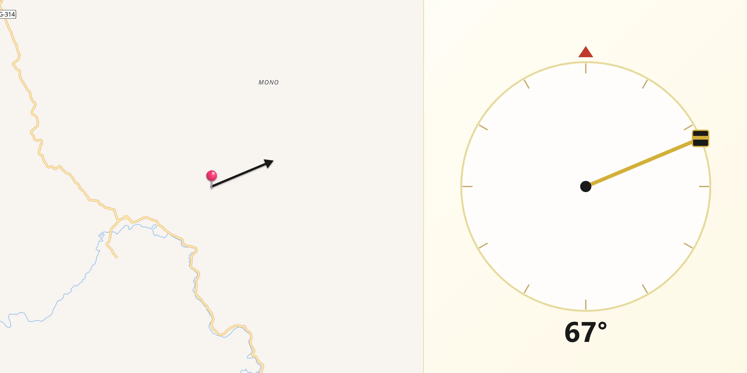 Direção da Qibla a partir de Coroaci