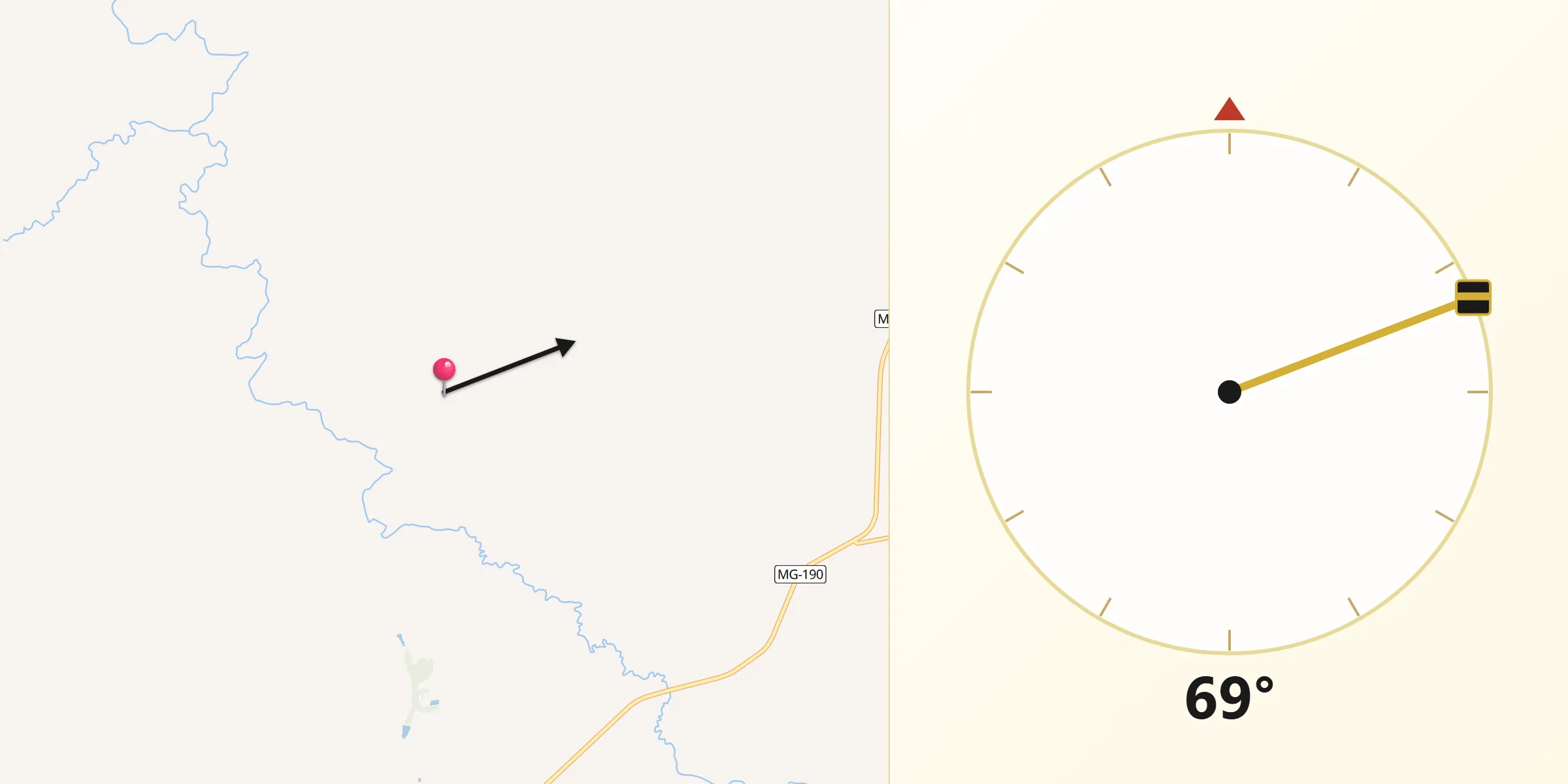 Direção da Qibla a partir de Monte Carmelo